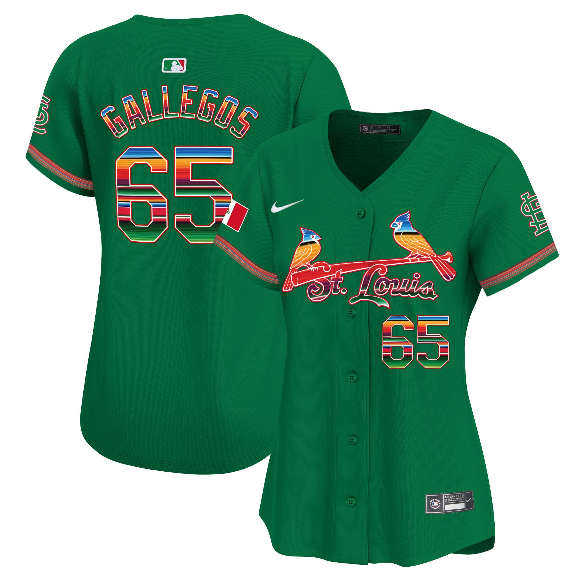 Women's St. Louis Cardinals Mexico Vapor Premier Limited Jersey - All Stitched - Green, Giovanny Gallegos