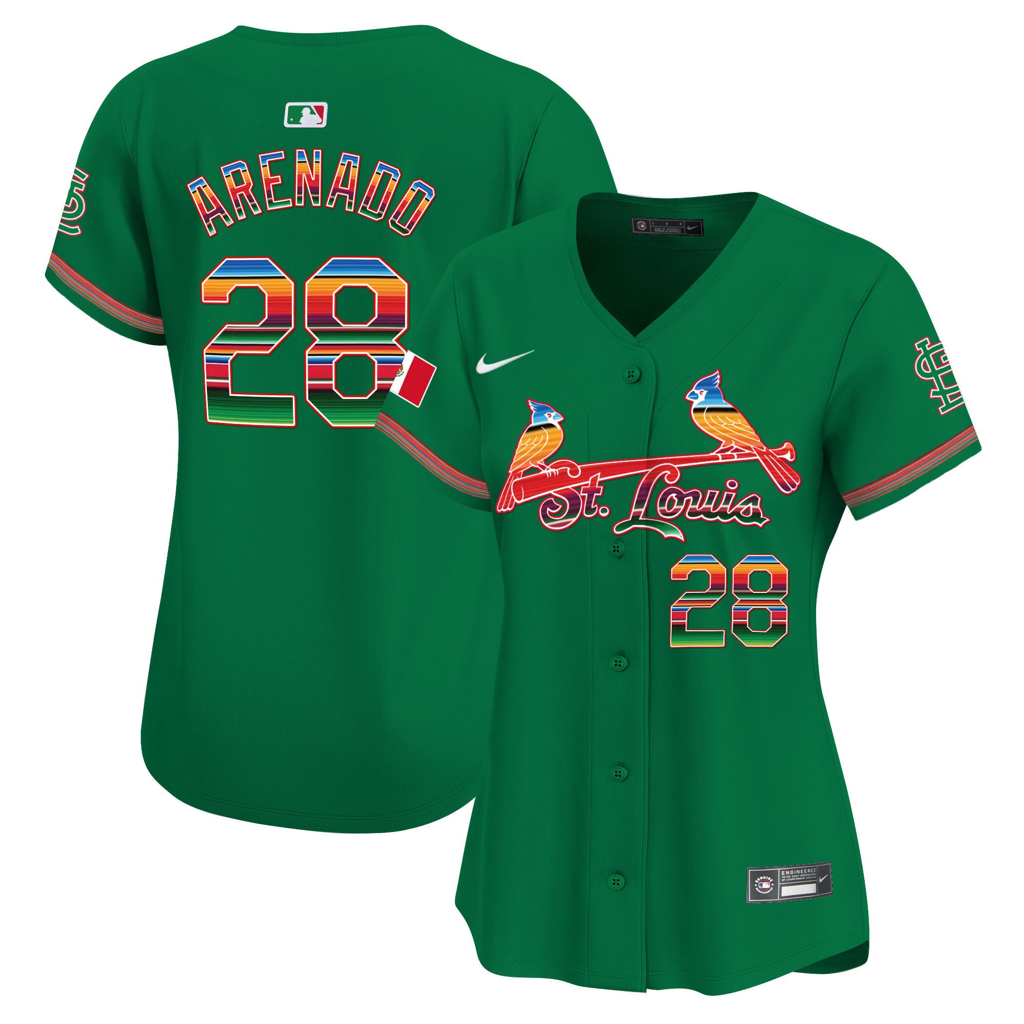 Women's St. Louis Cardinals Mexico Vapor Premier Limited Jersey - All Stitched - Green, Nolan Arenado
