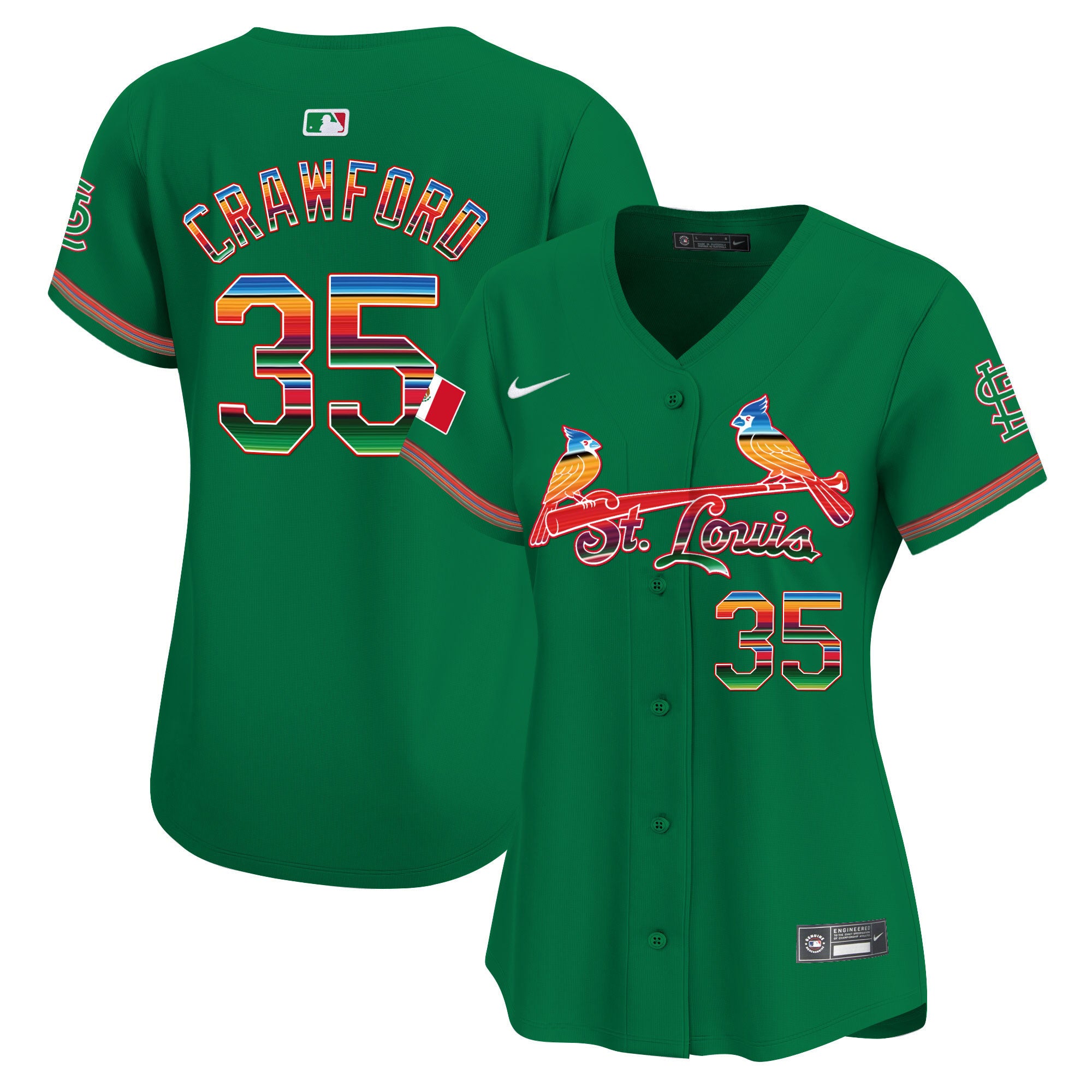 Women's St. Louis Cardinals Mexico Vapor Premier Limited Jersey - All Stitched - Green, Brandon Crawford