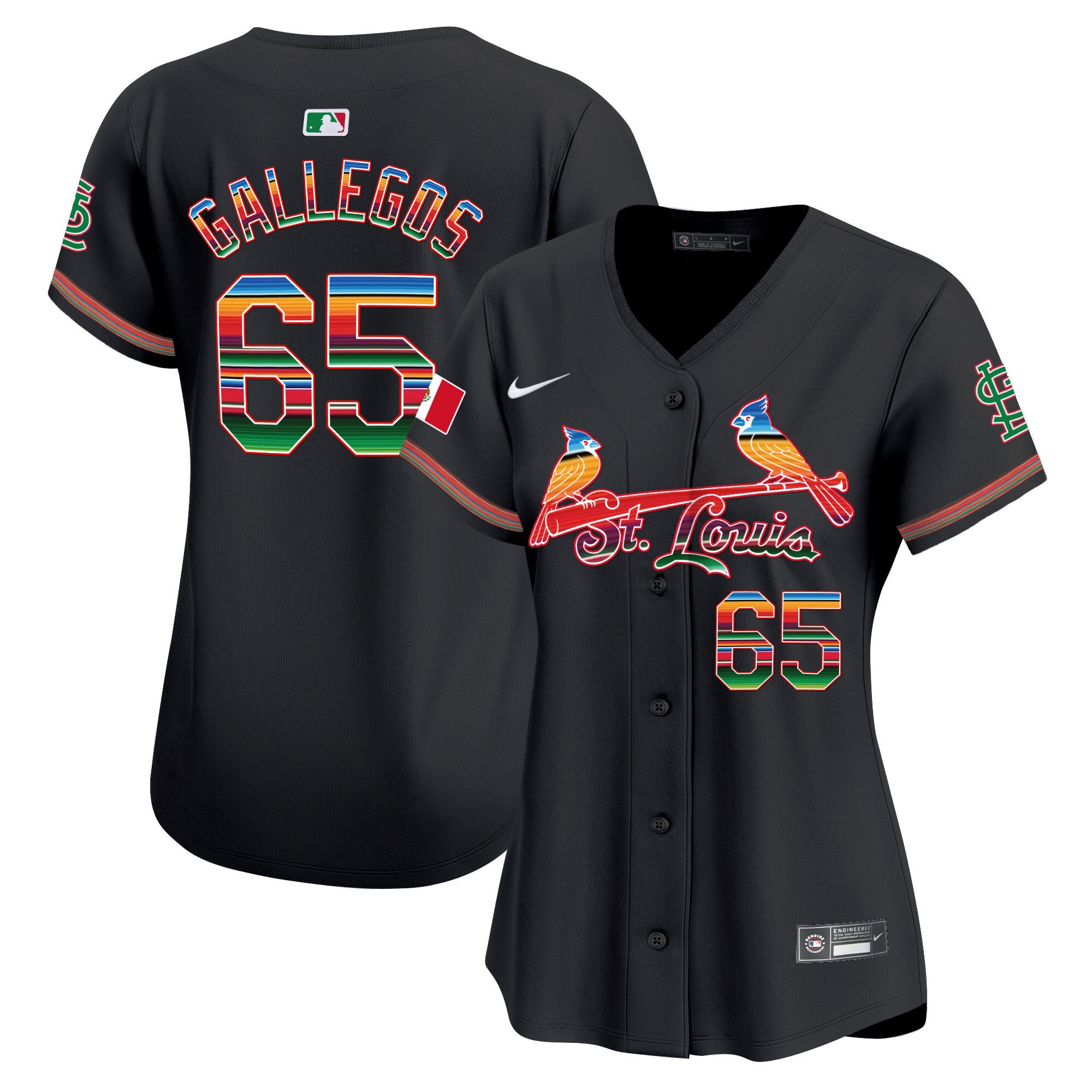 Women's St. Louis Cardinals Mexico Vapor Premier Limited Jersey - All Stitched - Black, Giovanny Gallegos