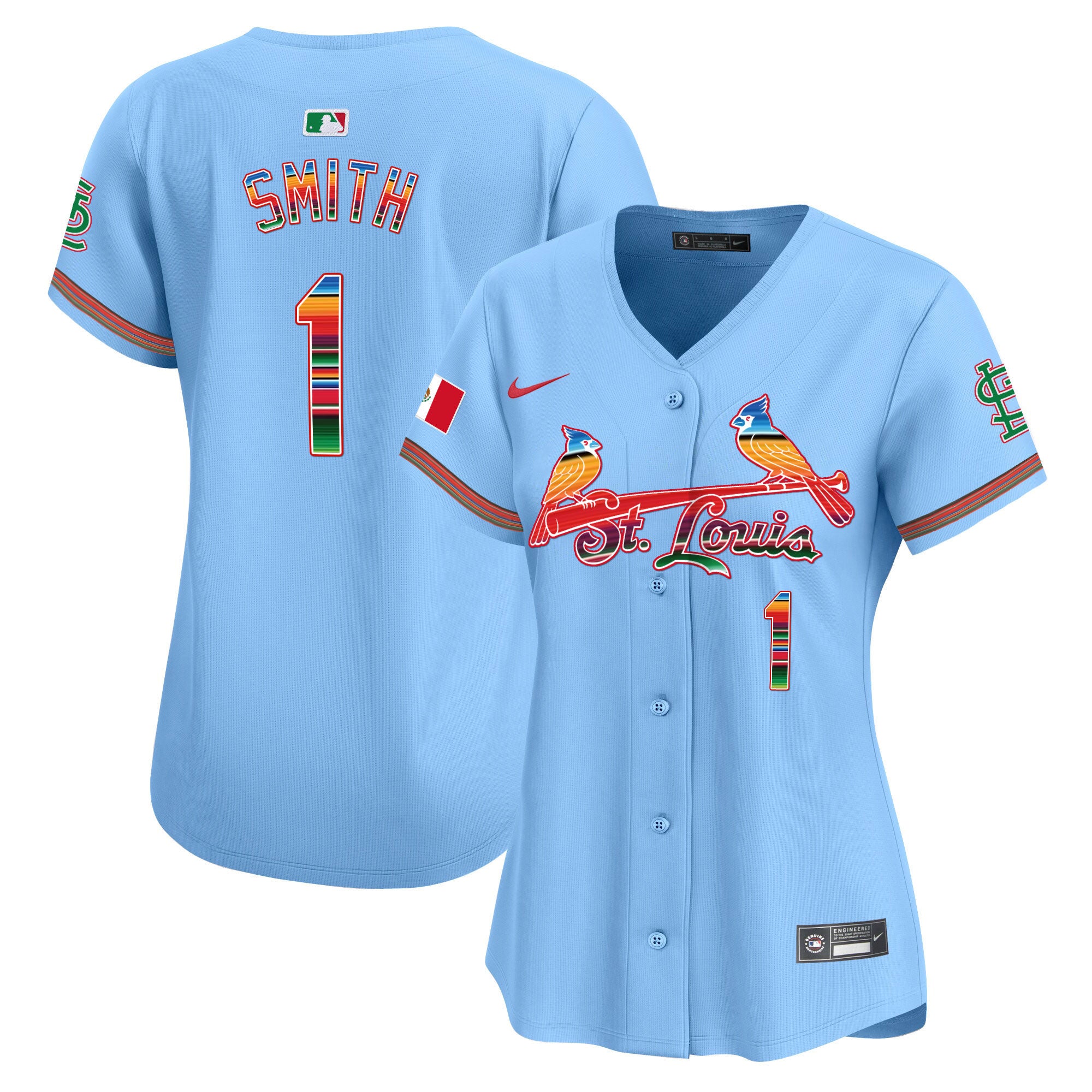 Women's St. Louis Cardinals Mexico Vapor Premier Limited Jersey - All Stitched - Light Blue, Ozzie Smith