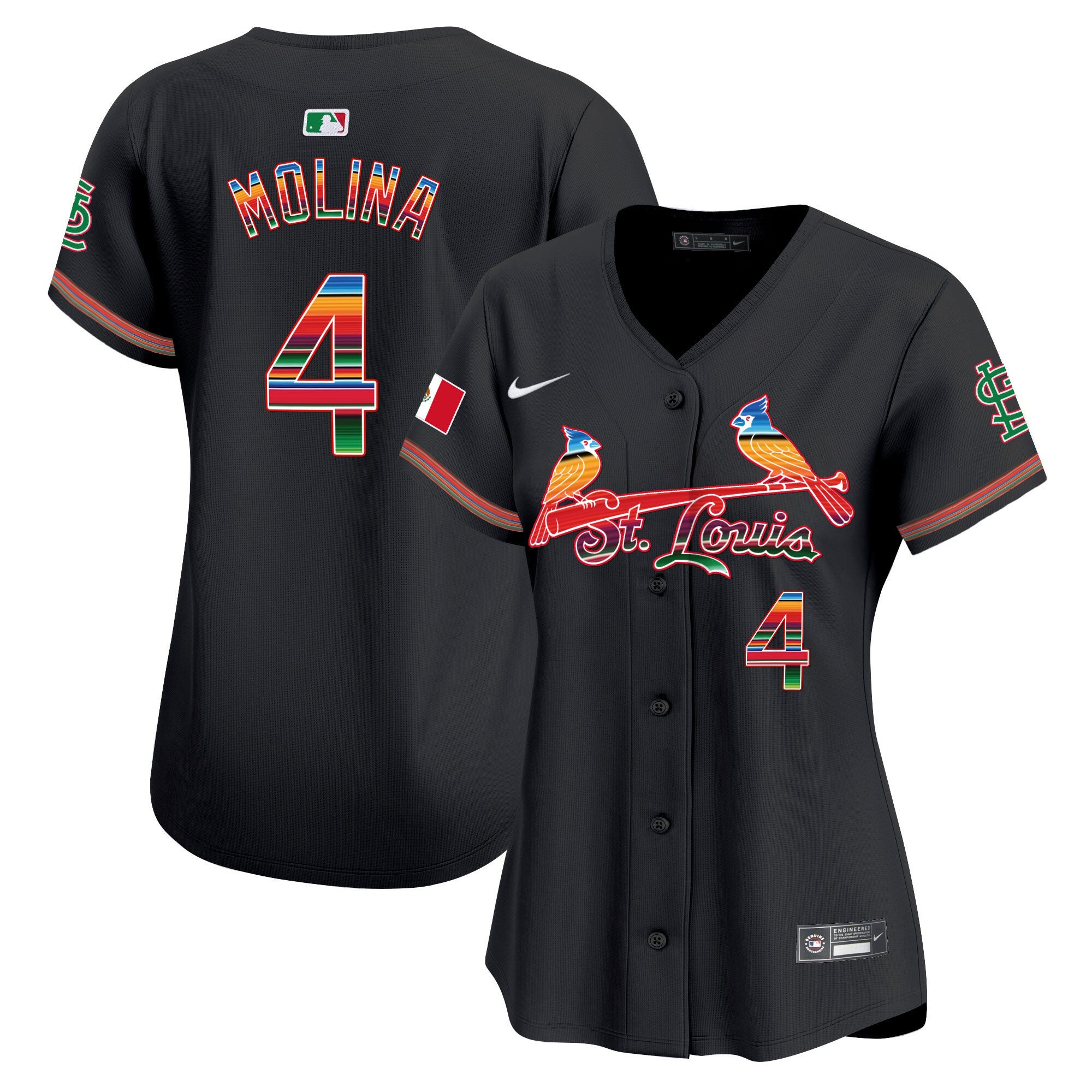 Women's St. Louis Cardinals Mexico Vapor Premier Limited Jersey - All Stitched - Black, Yadier Molina