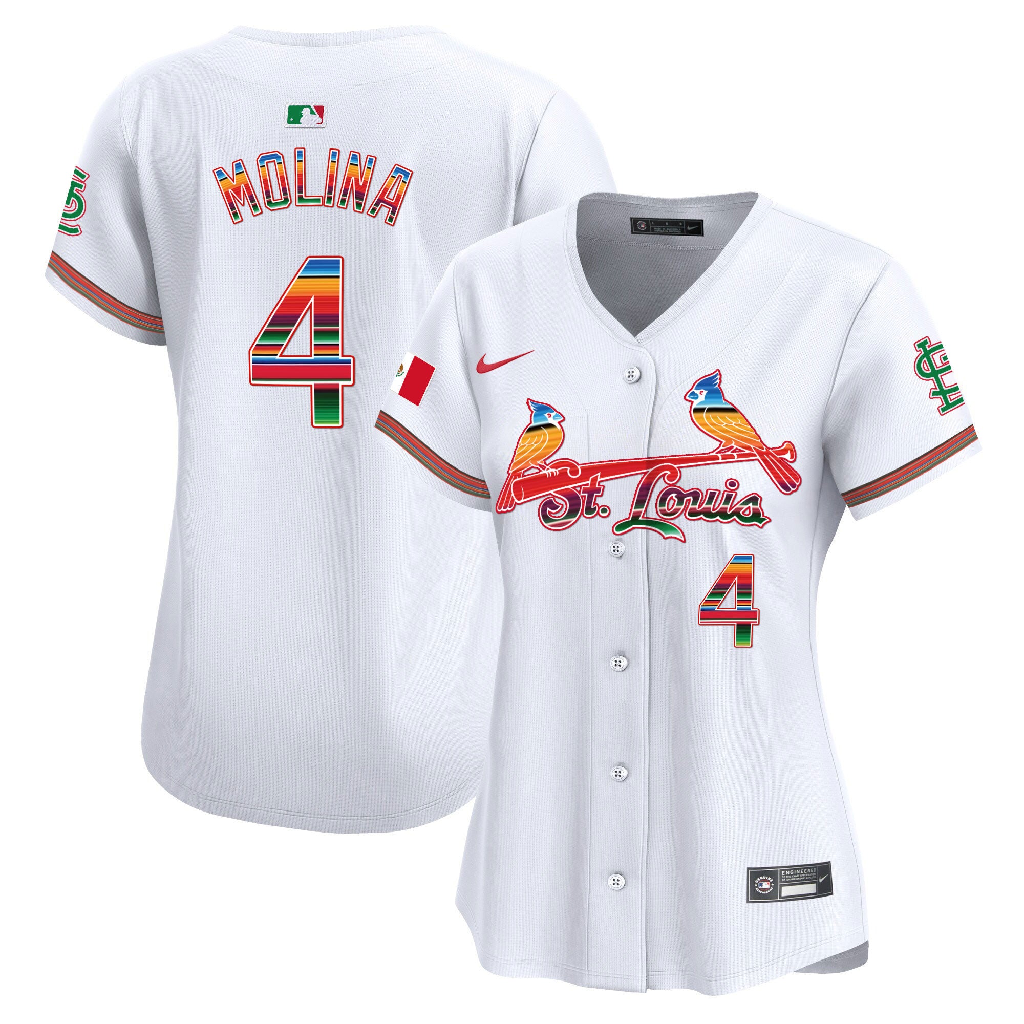 Women's St. Louis Cardinals Mexico Vapor Premier Limited Jersey - All Stitched - White, Yadier Molina