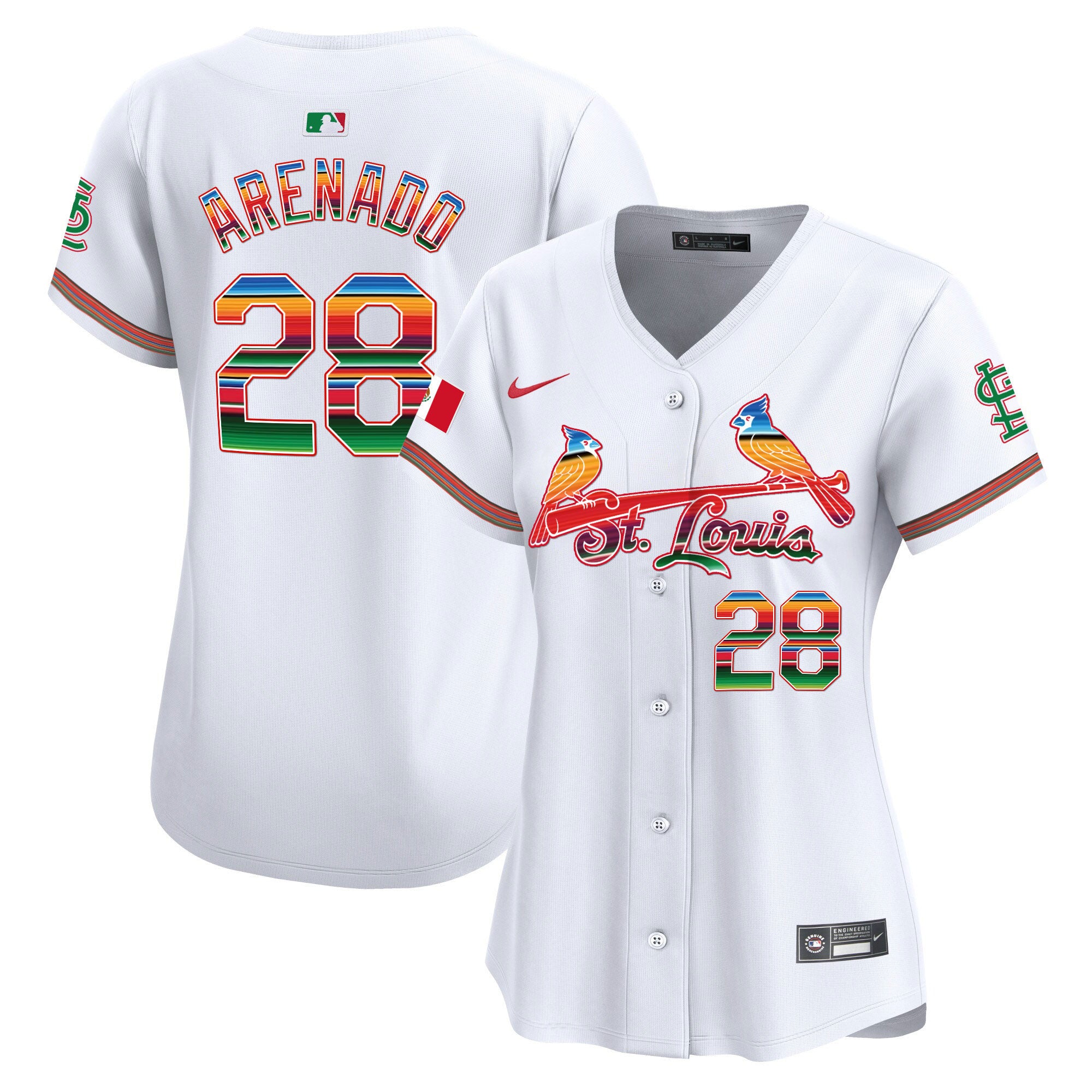Women's St. Louis Cardinals Mexico Vapor Premier Limited Jersey - All Stitched - White, Nolan Arenado