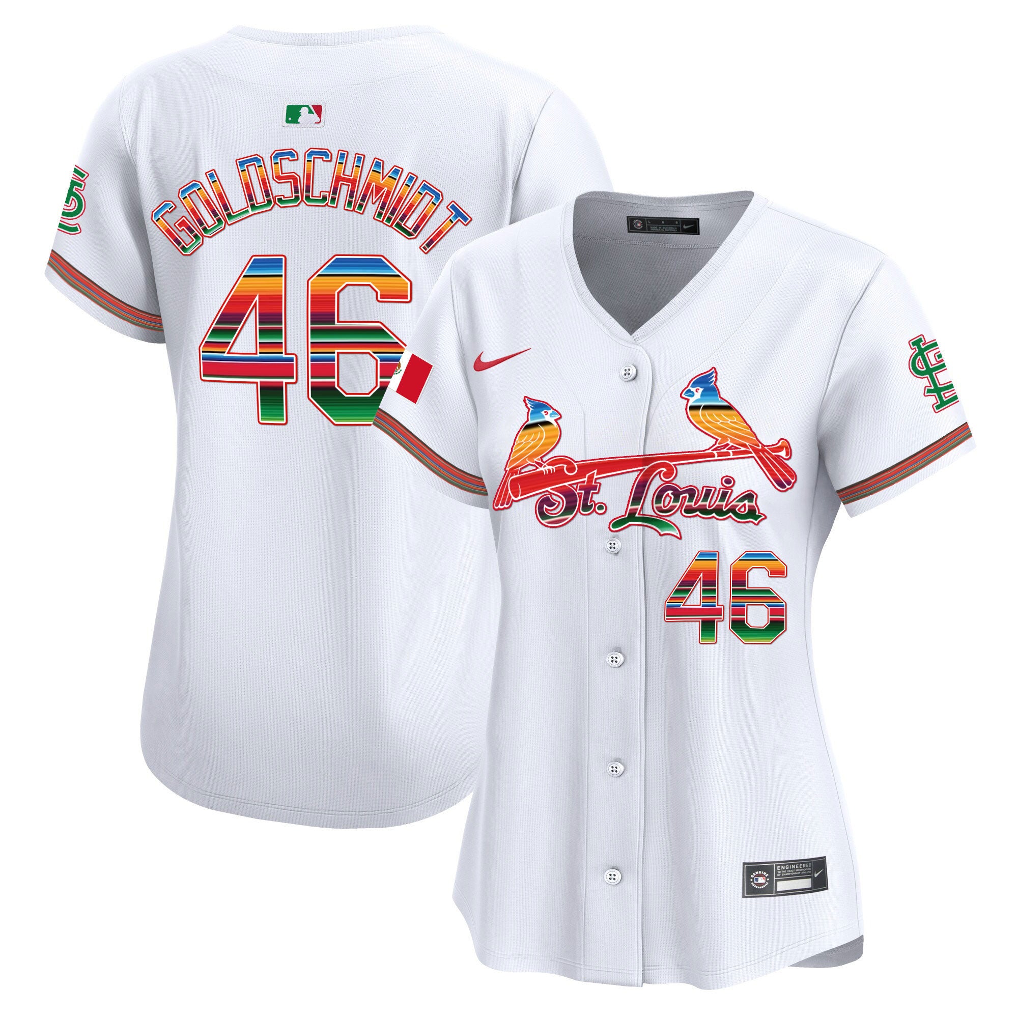 Women's St. Louis Cardinals Mexico Vapor Premier Limited Jersey - All Stitched - White, Paul Goldschmidt