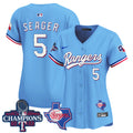 Women's Texas Rangers World Series Champions Vapor Premier Limited Jersey V2 - All Stitched - Blue, Corey Seager