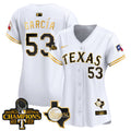 Women's Texas Rangers World Series Champions Vapor Premier Limited Jersey V2 - All Stitched - White Gold, Adolis Garcia