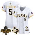 Women's Texas Rangers World Series Champions Vapor Premier Limited Jersey V2 - All Stitched - White Gold, Corey Seager