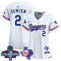 Women's Texas Rangers World Series Champions Vapor Premier Limited Jersey V2 - All Stitched - White, Marcus Semien