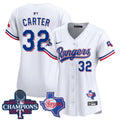 Women's Texas Rangers World Series Champions Vapor Premier Limited Jersey V2 - All Stitched - White, Evan Carter