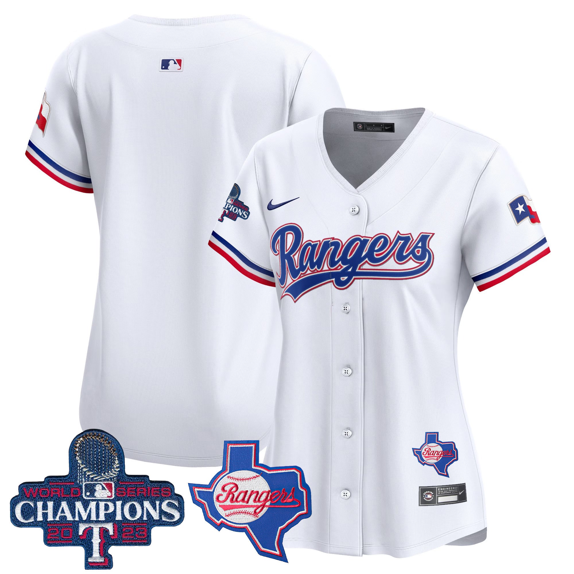 Women's Texas Rangers World Series Champions Vapor Premier Limited Jersey V2 - All Stitched - White, Team
