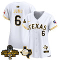 Women's Texas Rangers World Series Champions Vapor Premier Limited Jersey V2 - All Stitched - White Gold, Josh Jung