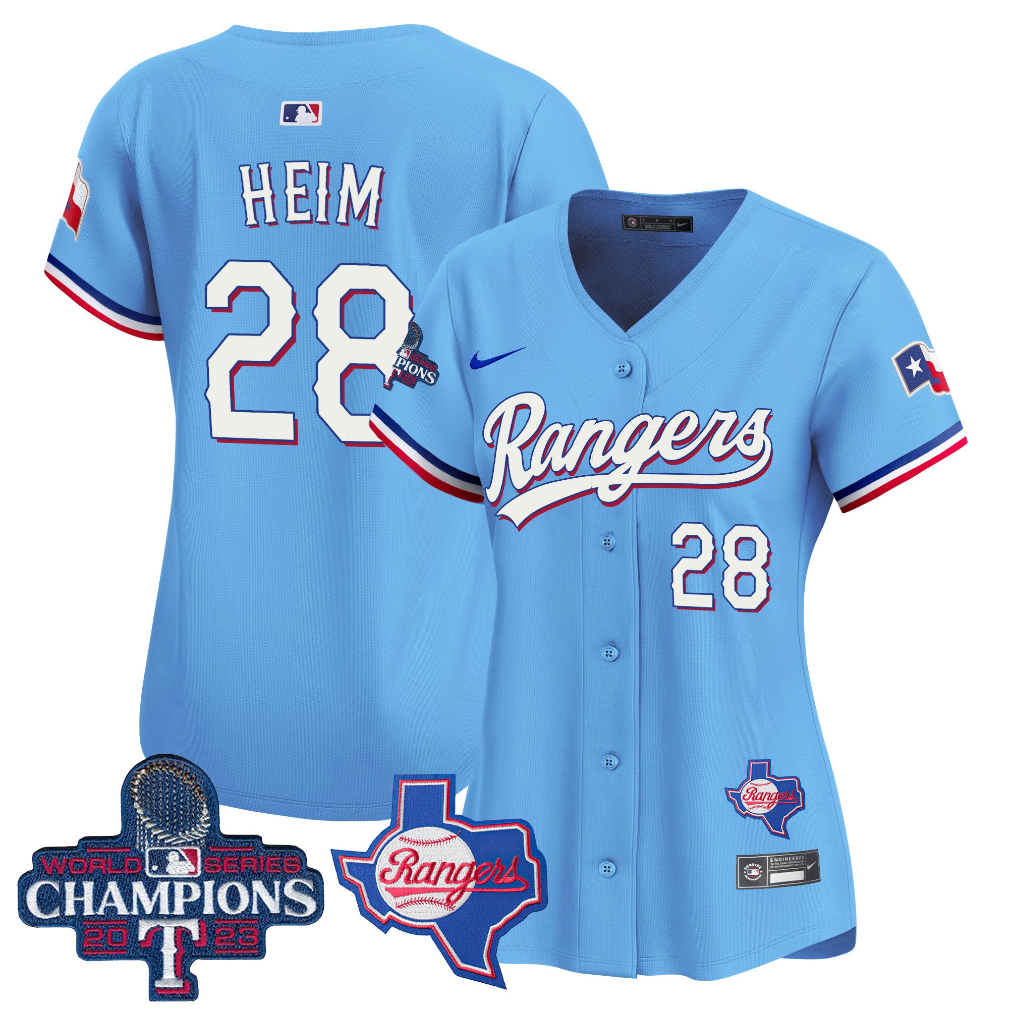 Women's Texas Rangers World Series Champions Vapor Premier Limited Jersey V2 - All Stitched - Blue, Jonah Heim