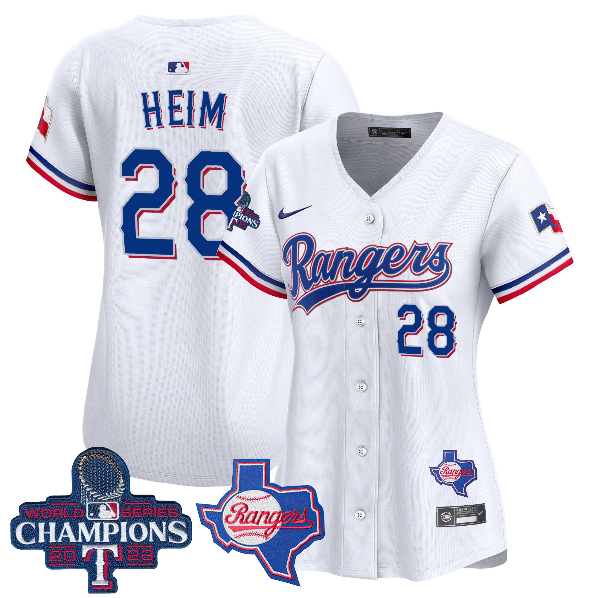 Women's Texas Rangers World Series Champions Vapor Premier Limited Jersey V2 - All Stitched - White, Jonah Heim