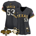 Women's Texas Rangers World Series Champions Vapor Premier Limited Jersey V2 - All Stitched - Black Gold, Adolis Garcia