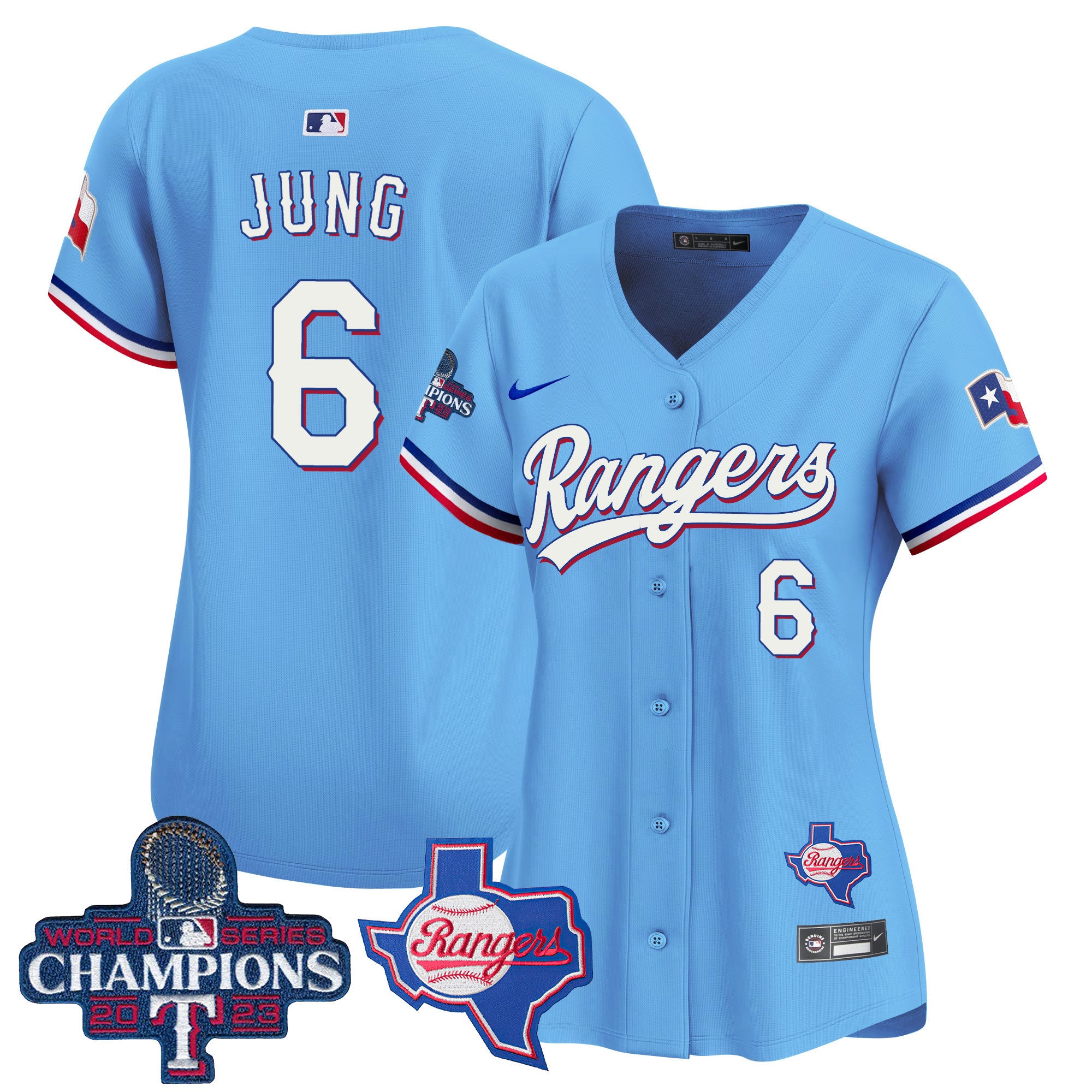 Women's Texas Rangers World Series Champions Vapor Premier Limited Jersey V2 - All Stitched - Blue, Josh Jung