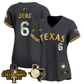 Women's Texas Rangers World Series Champions Vapor Premier Limited Jersey V2 - All Stitched - Black Gold, Josh Jung