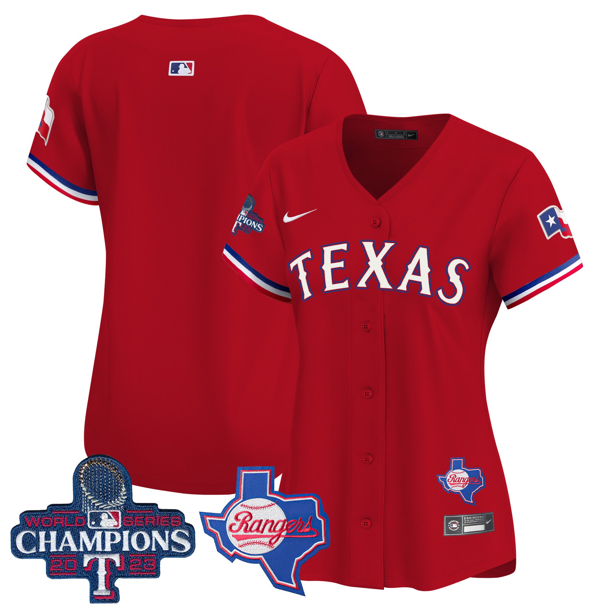 Women's Texas Rangers World Series Champions Vapor Premier Limited Jersey V2 - All Stitched - Red, Team