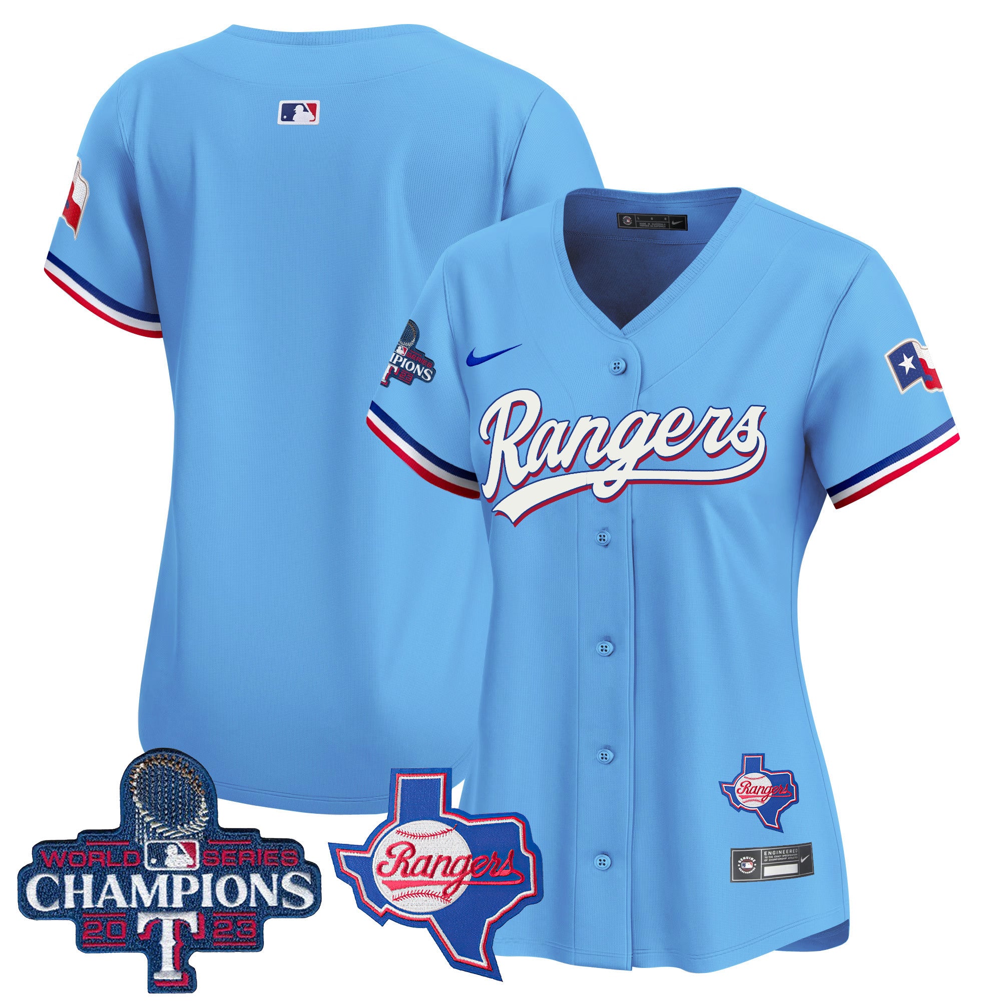 Women's Texas Rangers World Series Champions Vapor Premier Limited Jersey V2 - All Stitched - Blue, Team