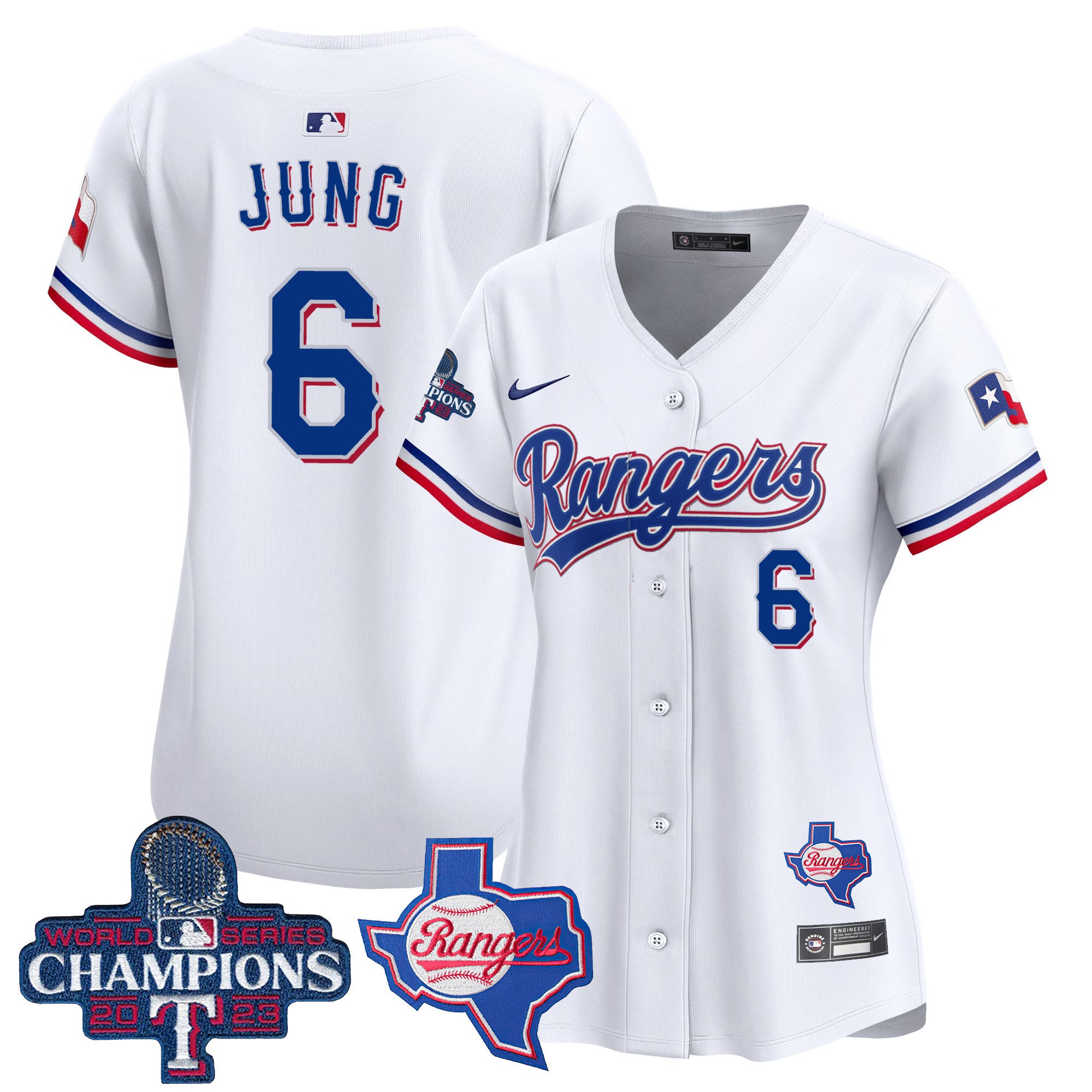 Women's Texas Rangers World Series Champions Vapor Premier Limited Jersey V2 - All Stitched - White, Josh Jung