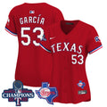 Women's Texas Rangers World Series Champions Vapor Premier Limited Jersey V2 - All Stitched - Red, Adolis Garcia