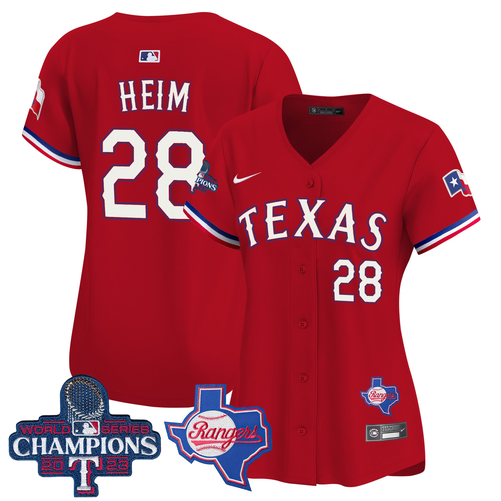 Women's Texas Rangers World Series Champions Vapor Premier Limited Jersey V2 - All Stitched - Red, Jonah Heim