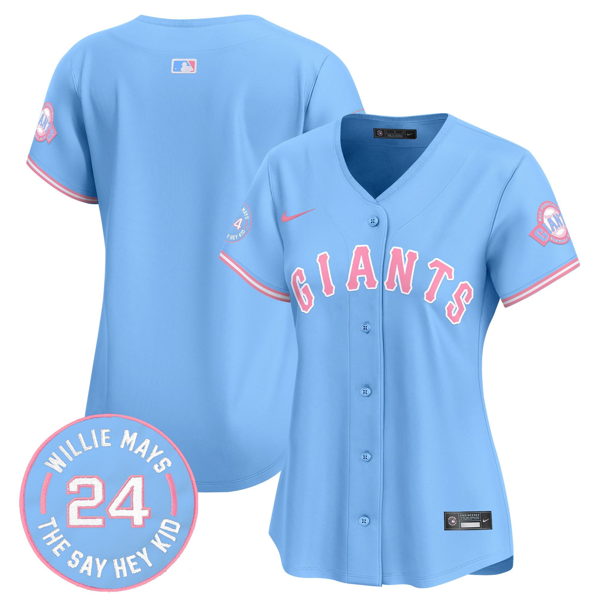 Women's Unisex San Francisco Giants Bubblegum Pink Vapor Premier Limited Jersey - All Stitched - Light Blue, Team