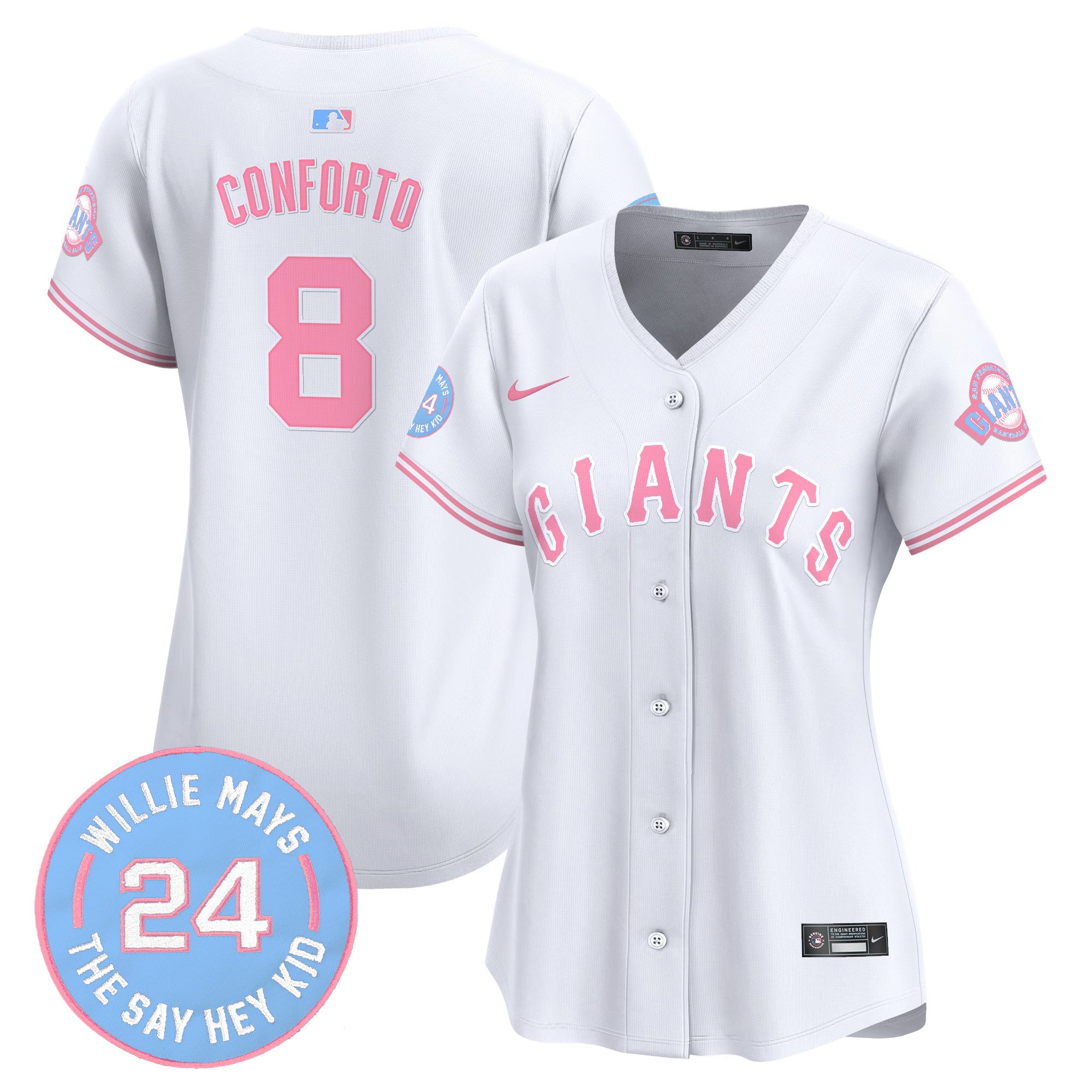 Women's Unisex San Francisco Giants Bubblegum Pink Vapor Premier Limited Jersey - All Stitched - White, Michael Conforto