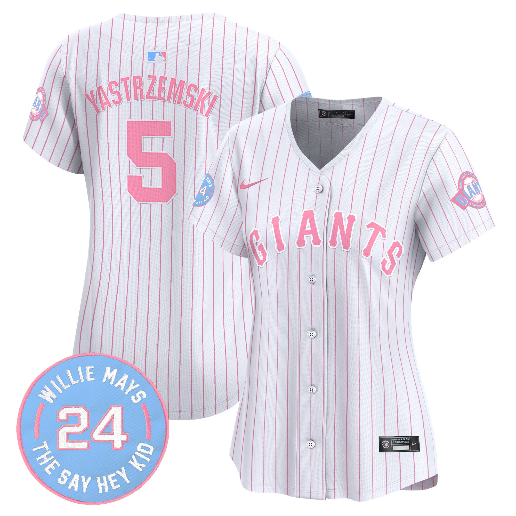 Women's Unisex San Francisco Giants Bubblegum Pink Vapor Premier Limited Jersey - All Stitched - Pinstripe, Mike Yastrzemski
