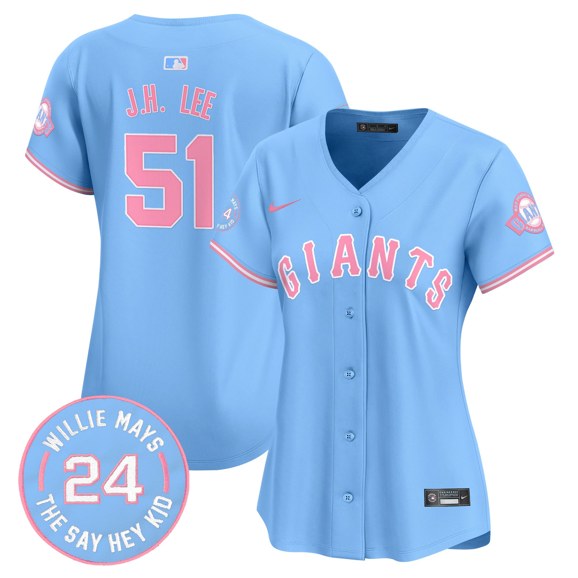 Women's Unisex San Francisco Giants Bubblegum Pink Vapor Premier Limited Jersey - All Stitched - Light Blue, Jung Hoo Lee