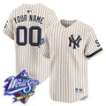 Yankees 1999 Throwback Joe DiMaggio Patch Vapor Premier Limited Custom Jersey - All Stitched - Men, Cream Pinstripe