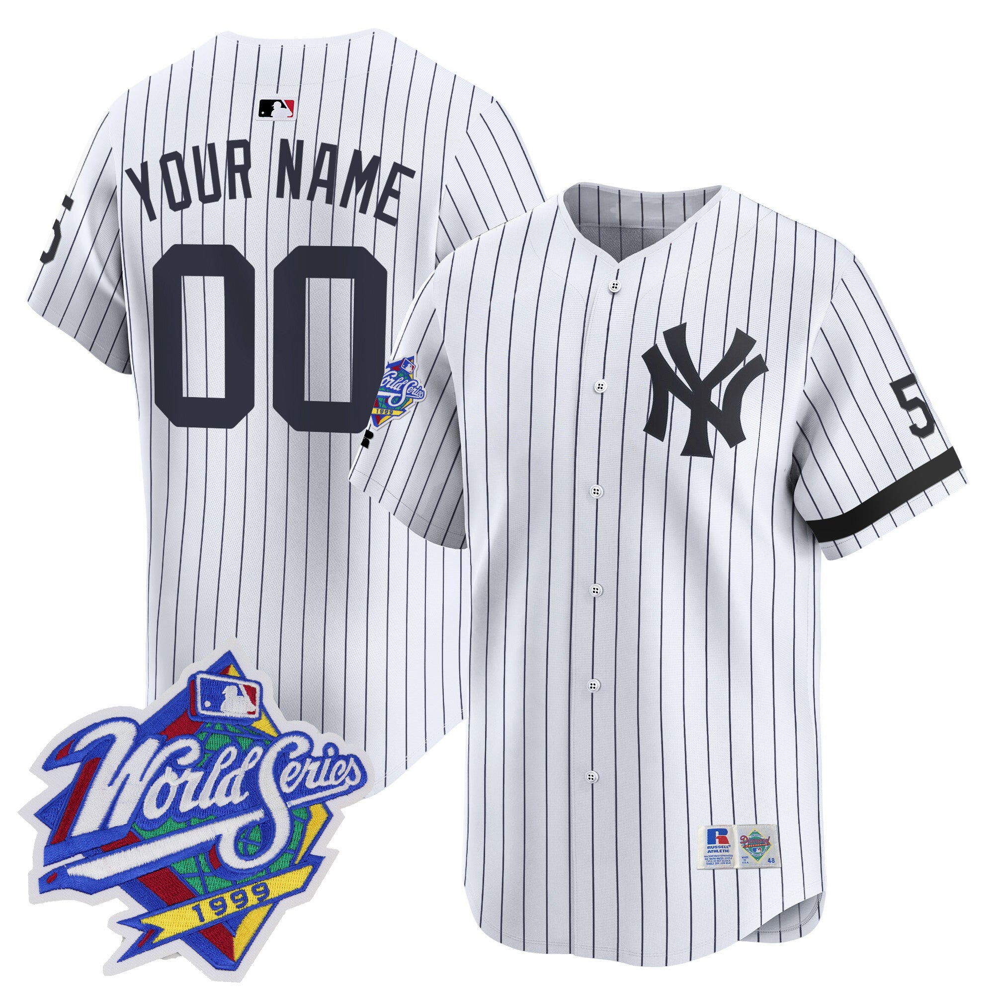 Yankees 1999 Throwback Joe DiMaggio Patch Vapor Premier Limited Custom Jersey - All Stitched - Men, Pinstripe