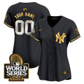Yankees 2024 World Series Vapor Premier Limited Custom Jersey - All Stitched - Women, Black Gold