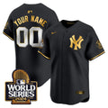 Yankees 2024 World Series Vapor Premier Limited Custom Jersey - All Stitched - Men, Black Gold