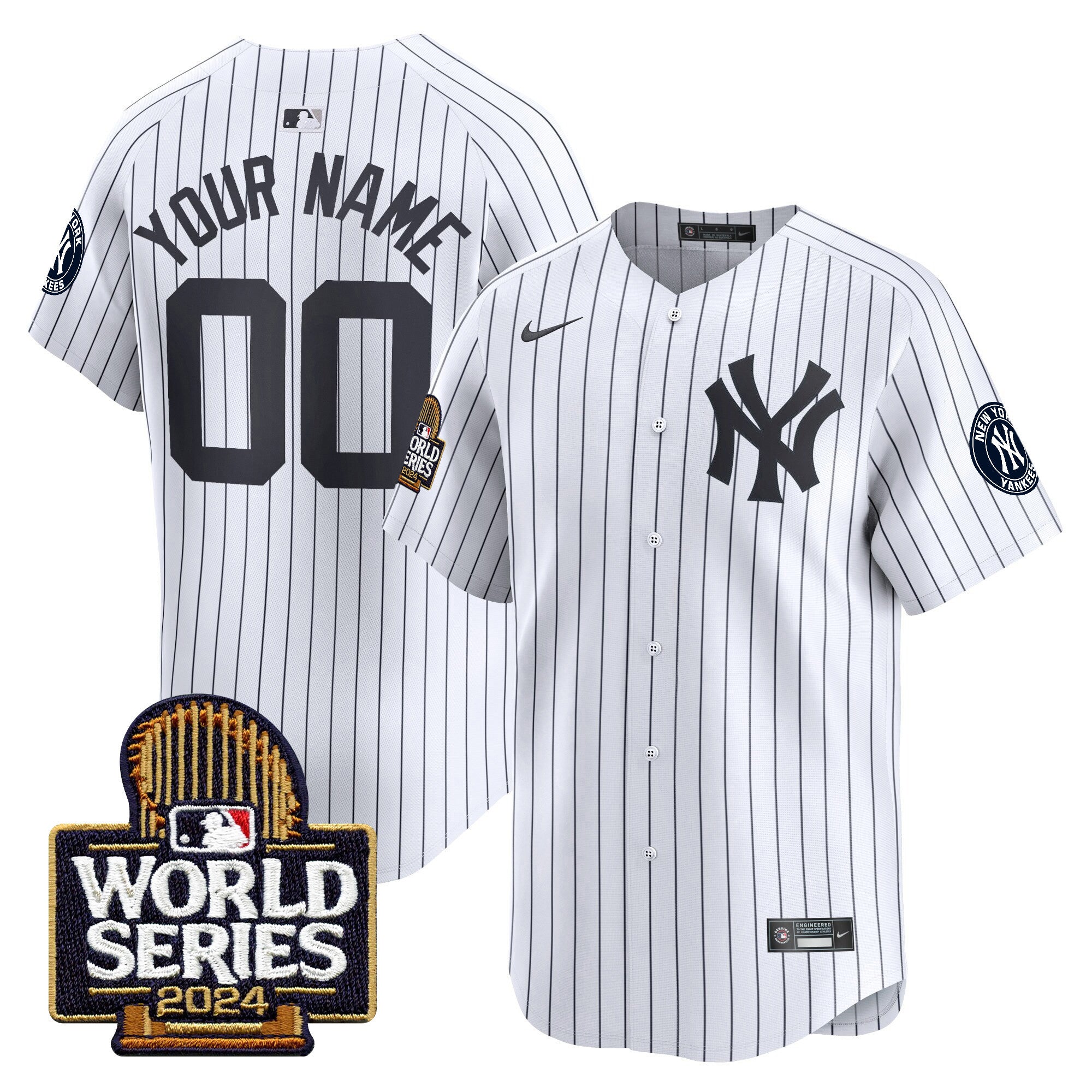 Yankees 2024 World Series Vapor Premier Limited Custom Jersey - All Stitched - Men, White