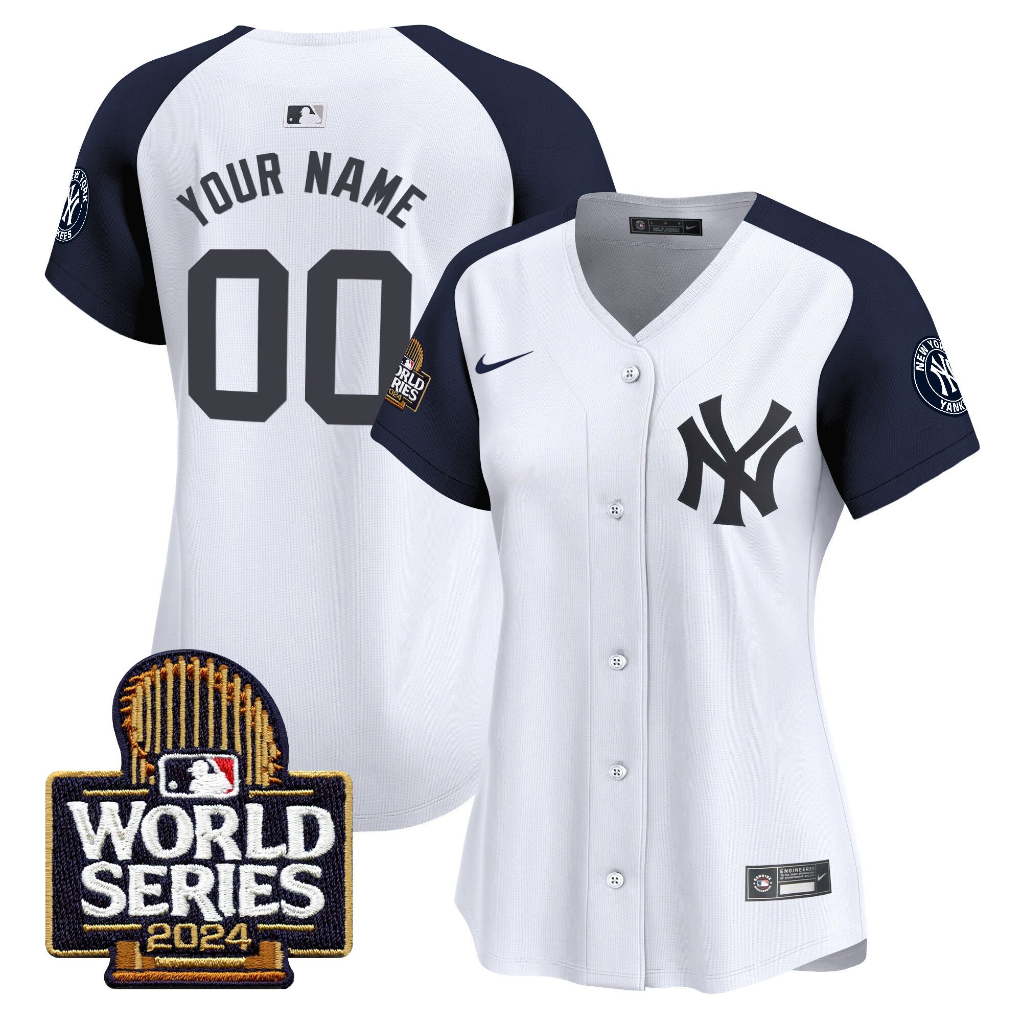 Yankees 2024 World Series Vapor Premier Limited Custom Jersey - All Stitched - Women, White Alternate