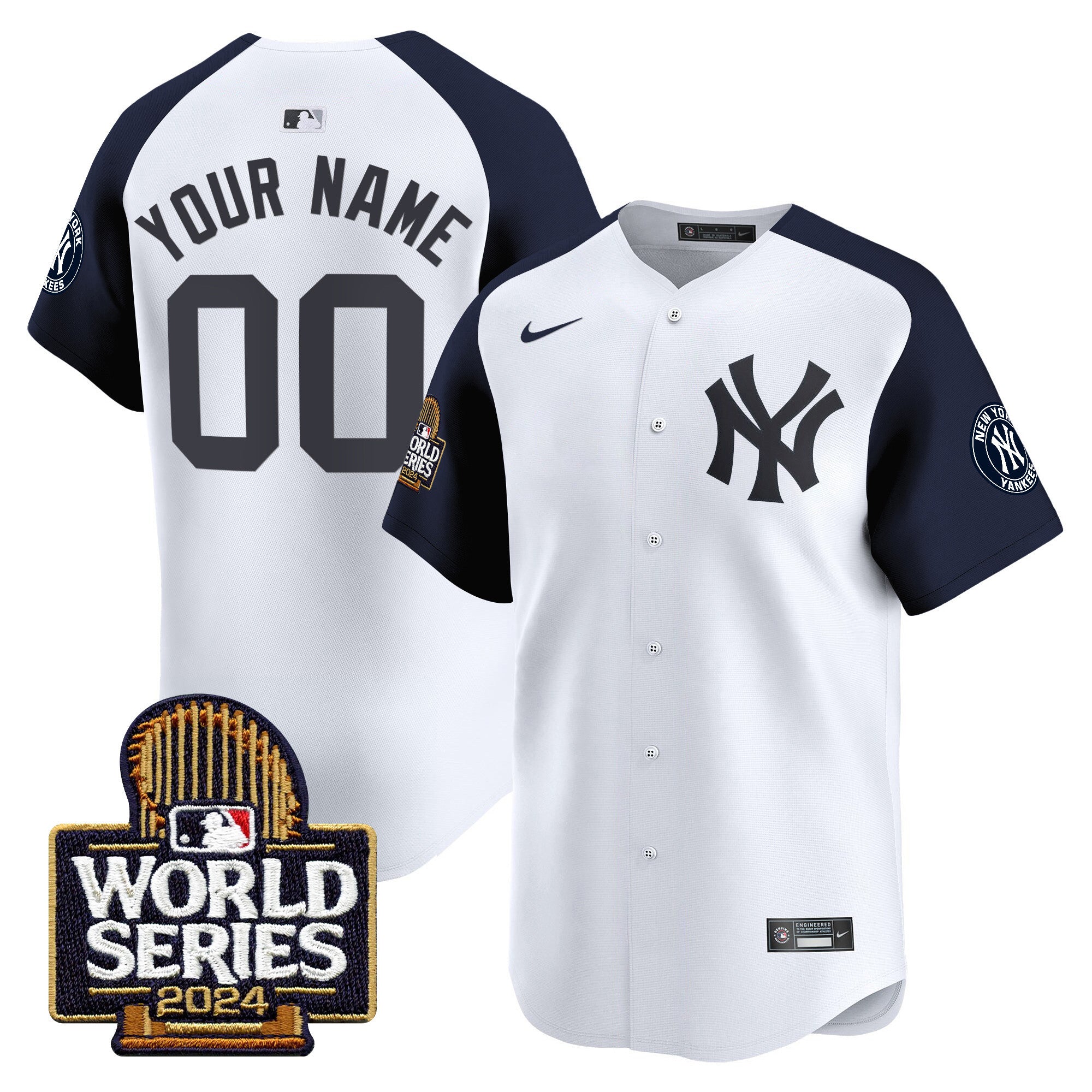 Yankees 2024 World Series Vapor Premier Limited Custom Jersey - All Stitched - Men, White Alternate