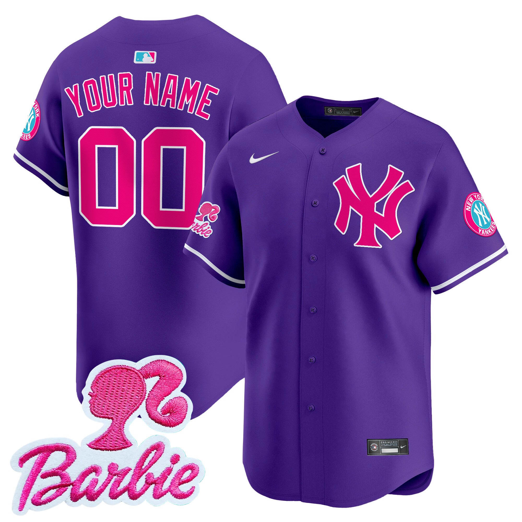 Yankees Barbie Patch Vapor Premier Limited Custom Jersey - All Stitched - Men, Purple