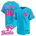 Yankees Barbie Patch Vapor Premier Limited Custom Jersey - All Stitched - Men, Light Blue