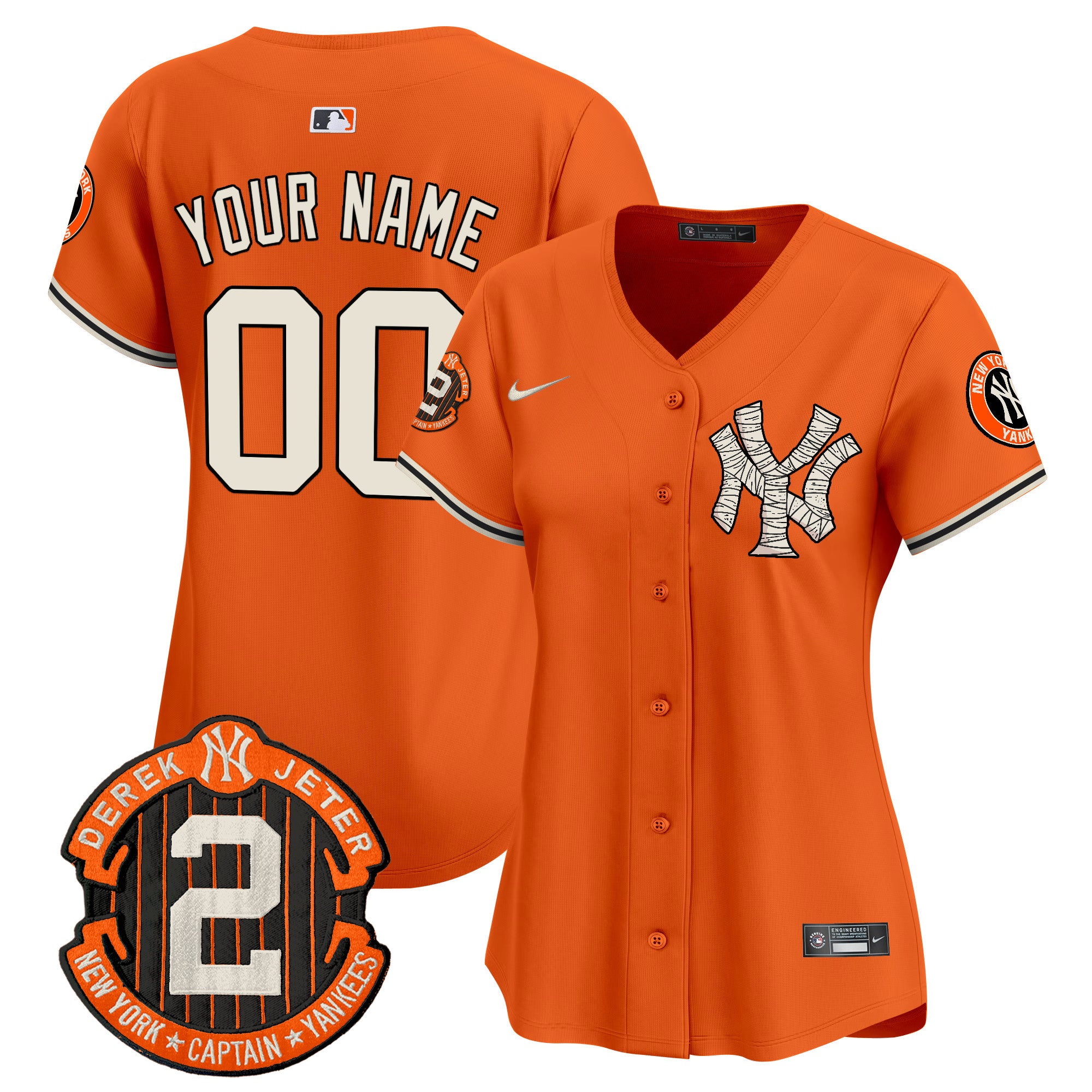 Yankees Halloween Vapor Premier Limited Custom Jersey - All Stitched - Women, Orange