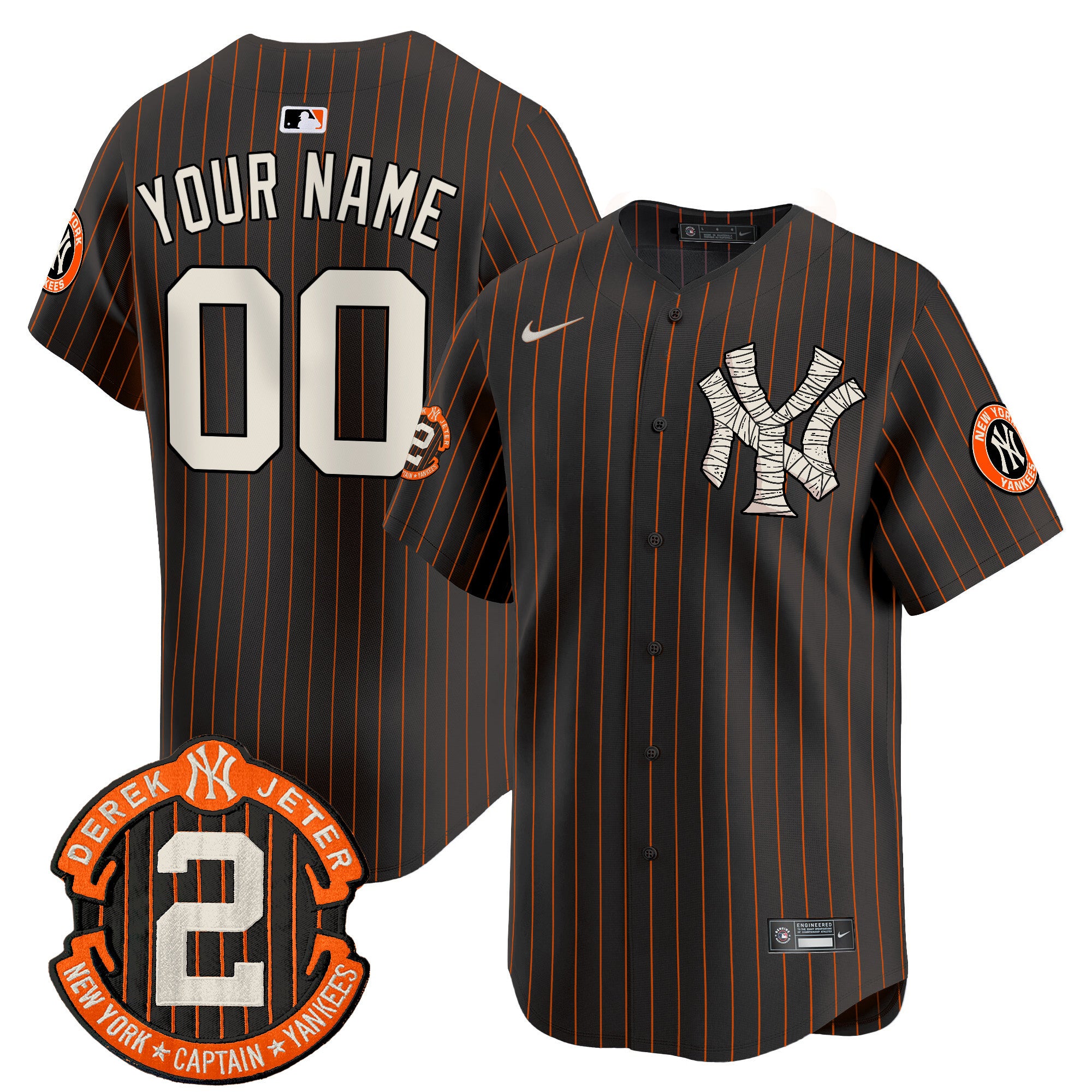 Yankees Halloween Vapor Premier Limited Custom Jersey - All Stitched - Men, Black Pinstripe