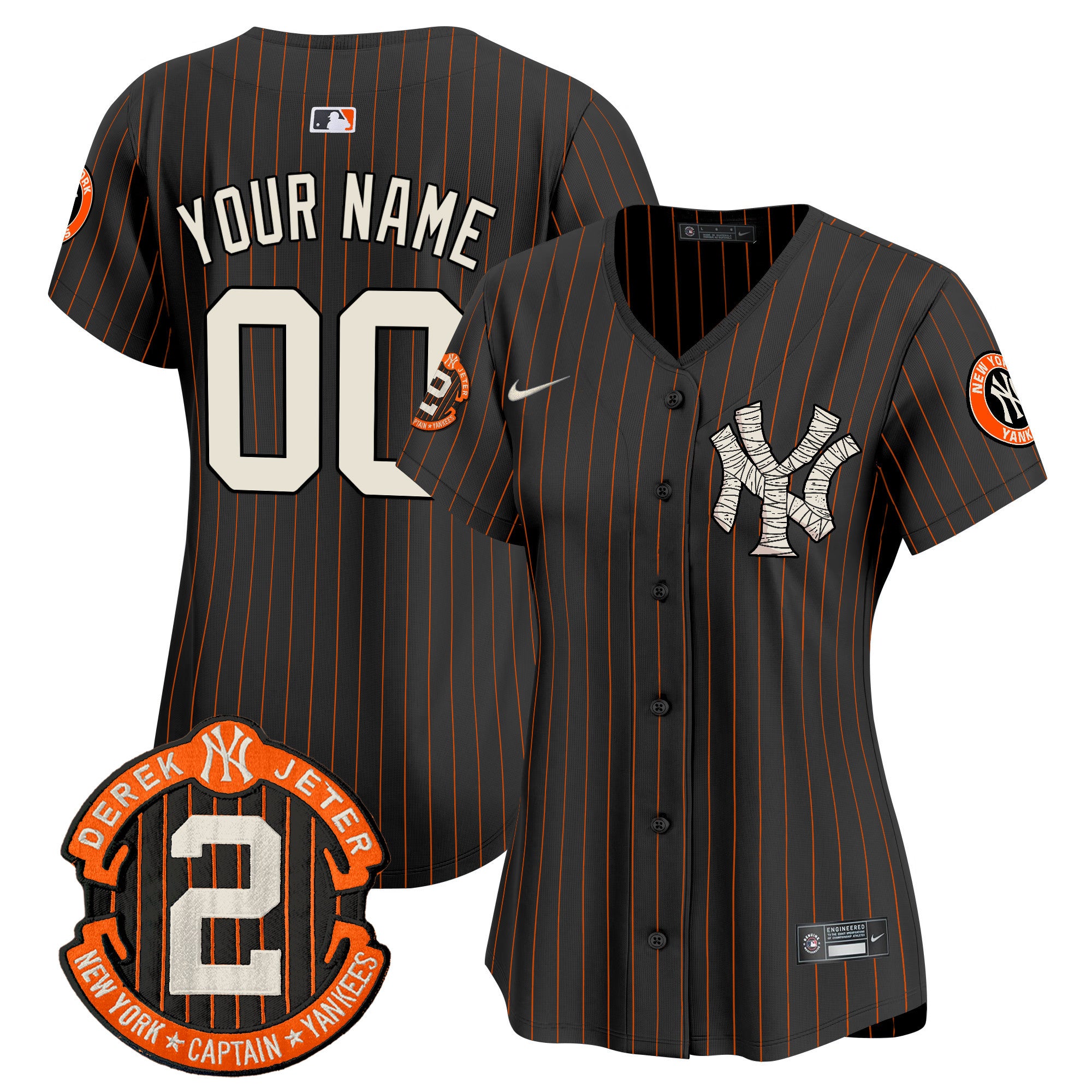Yankees Halloween Vapor Premier Limited Custom Jersey - All Stitched - Women, Black Pinstripe