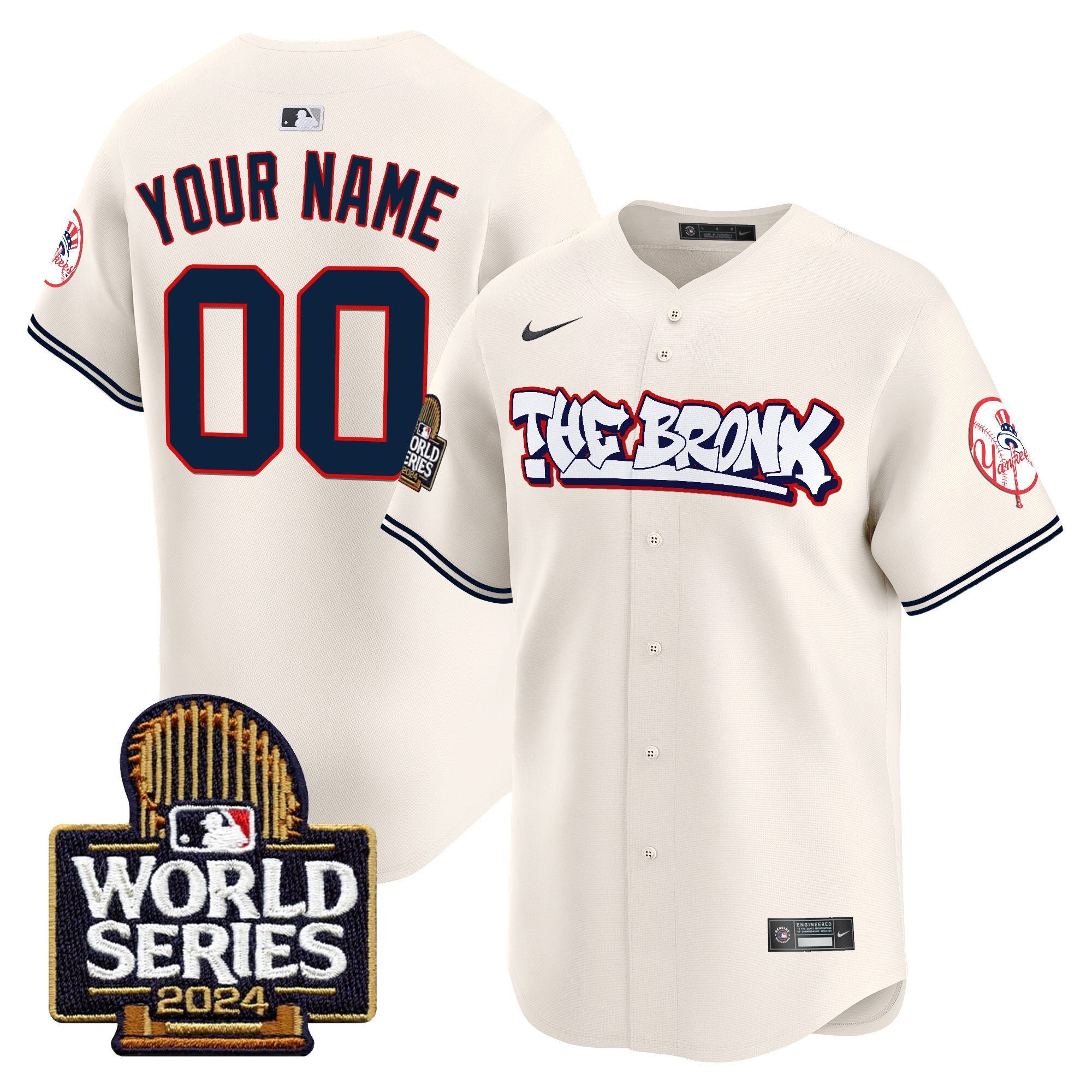 Yankees The Bronx 2024 World Series Vapor Premier Limited Custom Jersey - All Stitched - Men, Cream