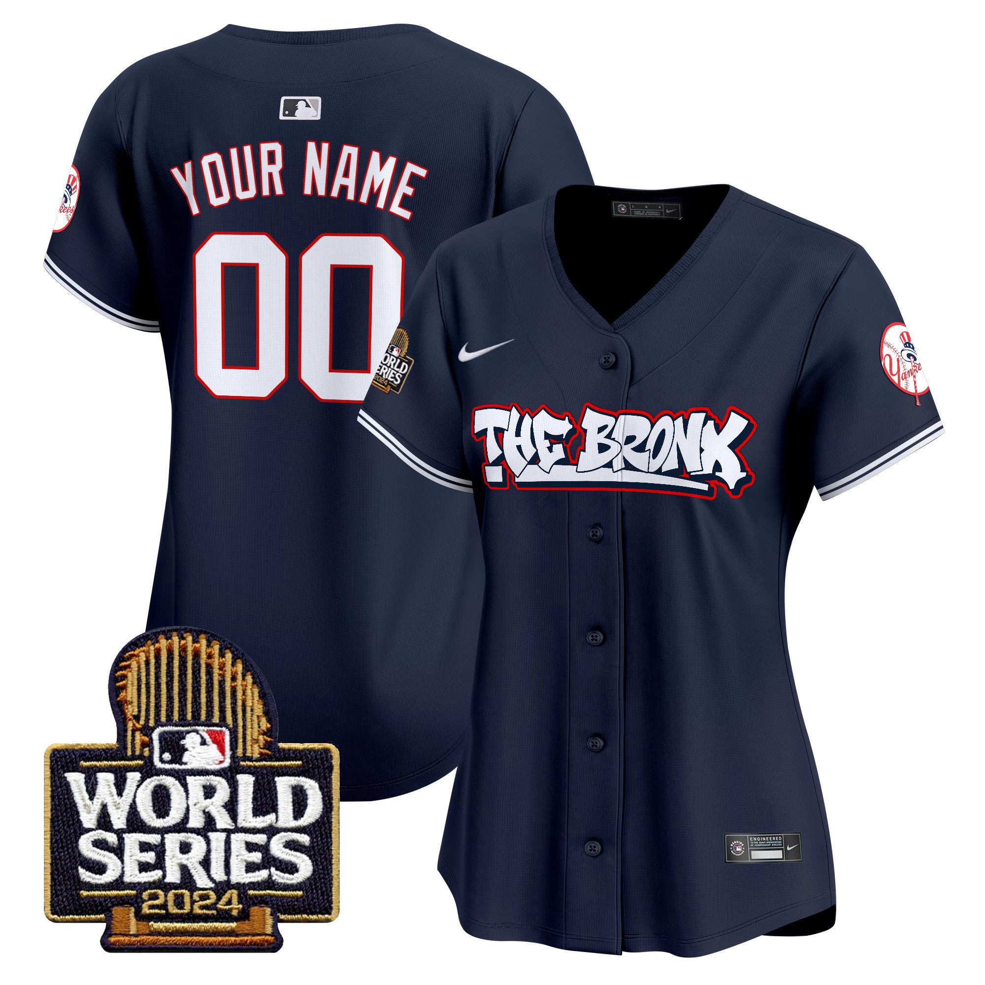 Yankees The Bronx 2024 World Series Vapor Premier Limited Custom Jersey - All Stitched - Women, Navy