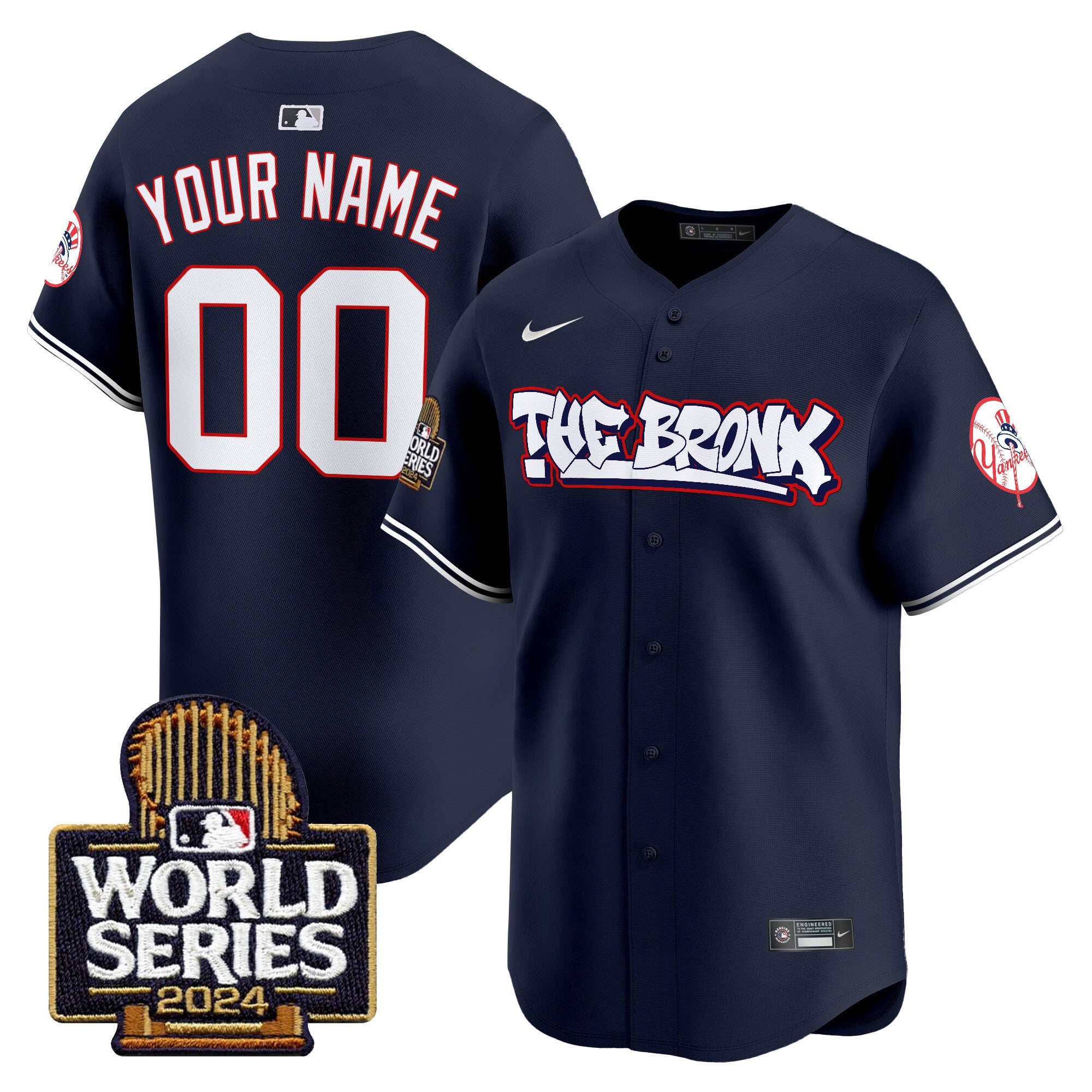 Yankees The Bronx 2024 World Series Vapor Premier Limited Custom Jersey - All Stitched - Men, Navy