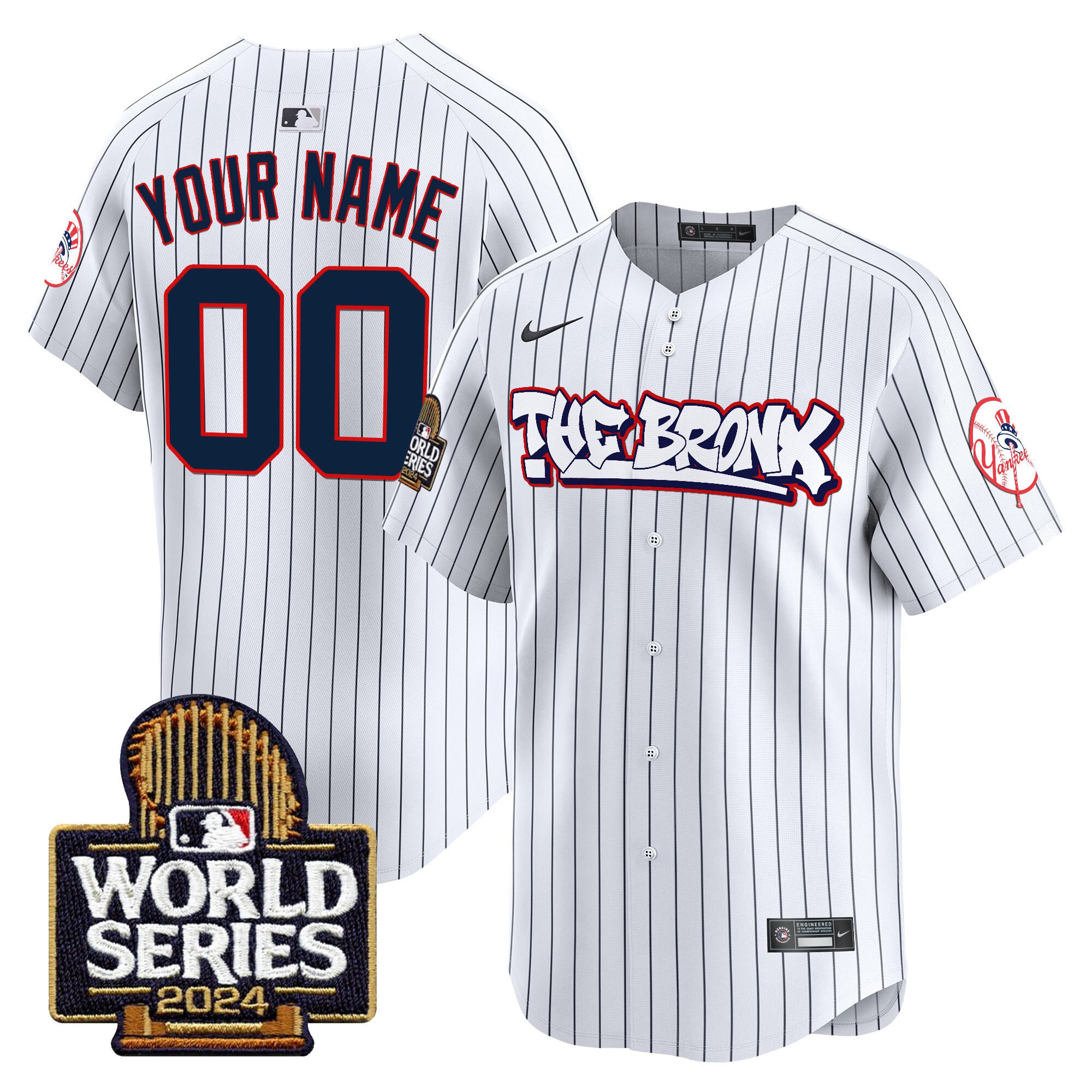 Yankees The Bronx 2024 World Series Vapor Premier Limited Custom Jersey - All Stitched - Men, Pinstripe