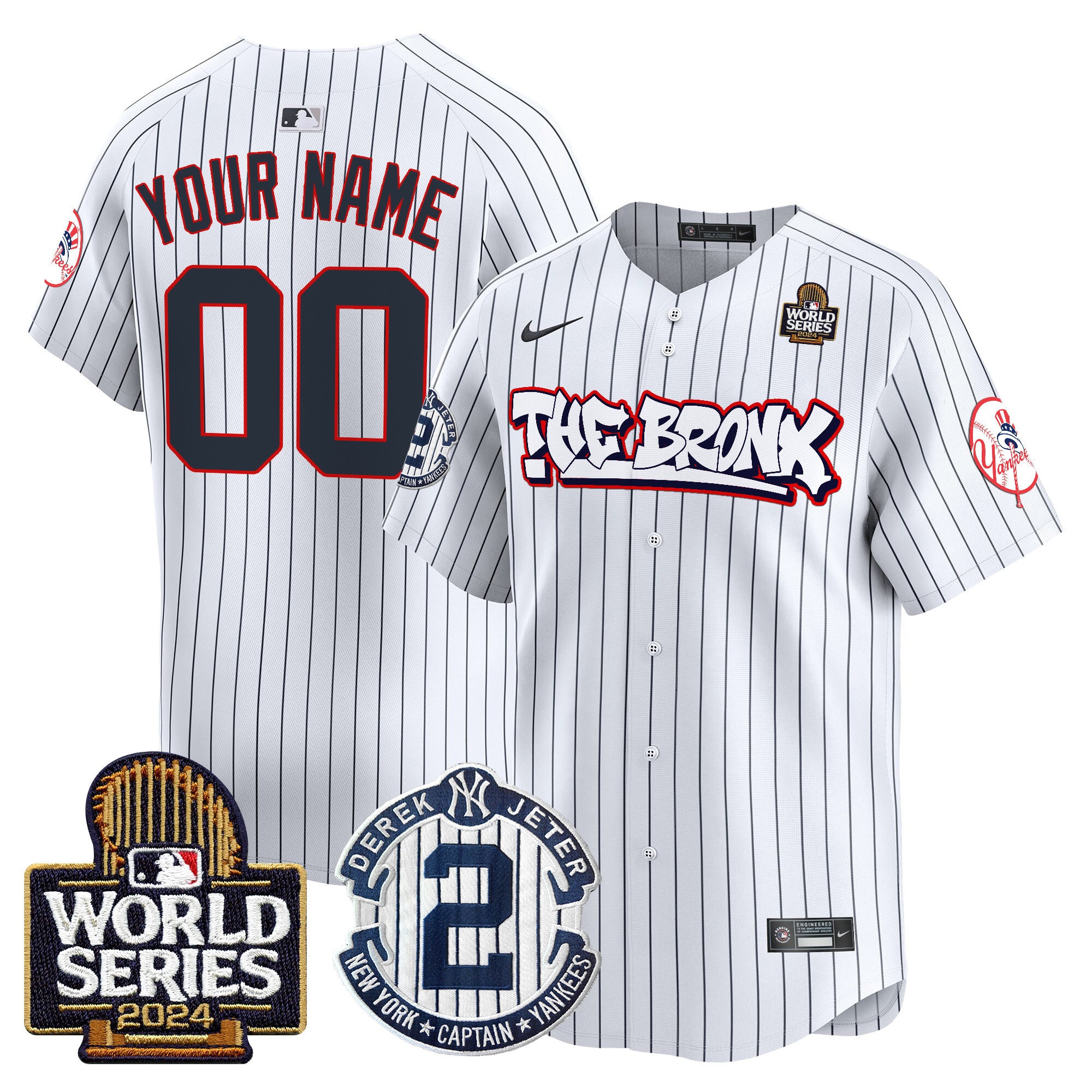 Yankees The Bronx 2024 World Series Vapor Premier Limited Custom Jersey V2 - All Stitched - Men, Pinstripe