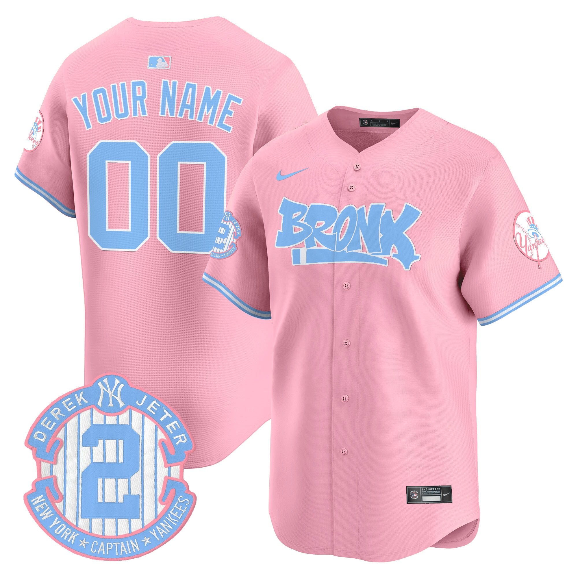 Yankees The Bronx Graffiti Bubblegum Pink Vapor Premier Limited Custom Jersey - All Stitched - Men, Pink