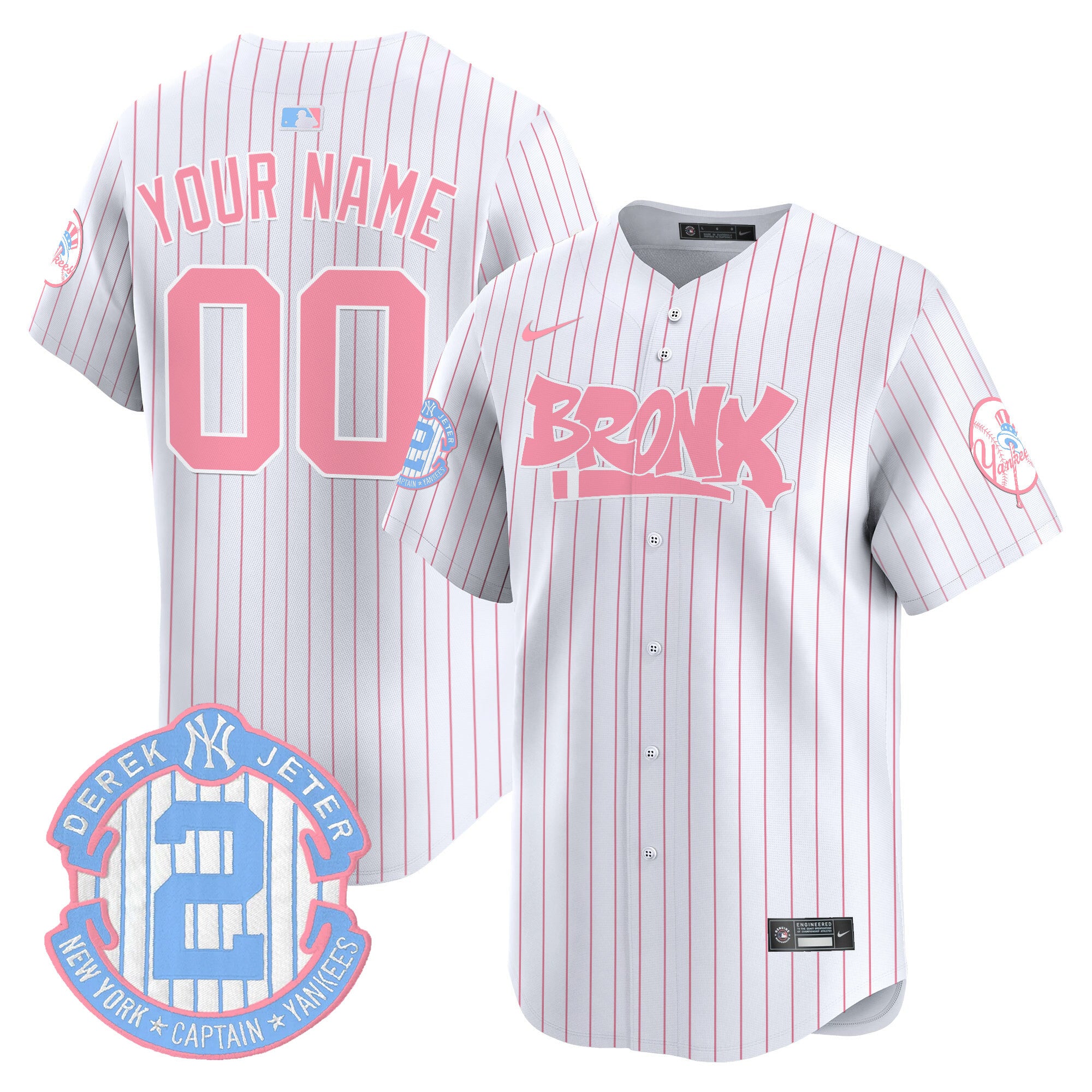 Yankees The Bronx Graffiti Bubblegum Pink Vapor Premier Limited Custom Jersey - All Stitched - Men, Pinstripe