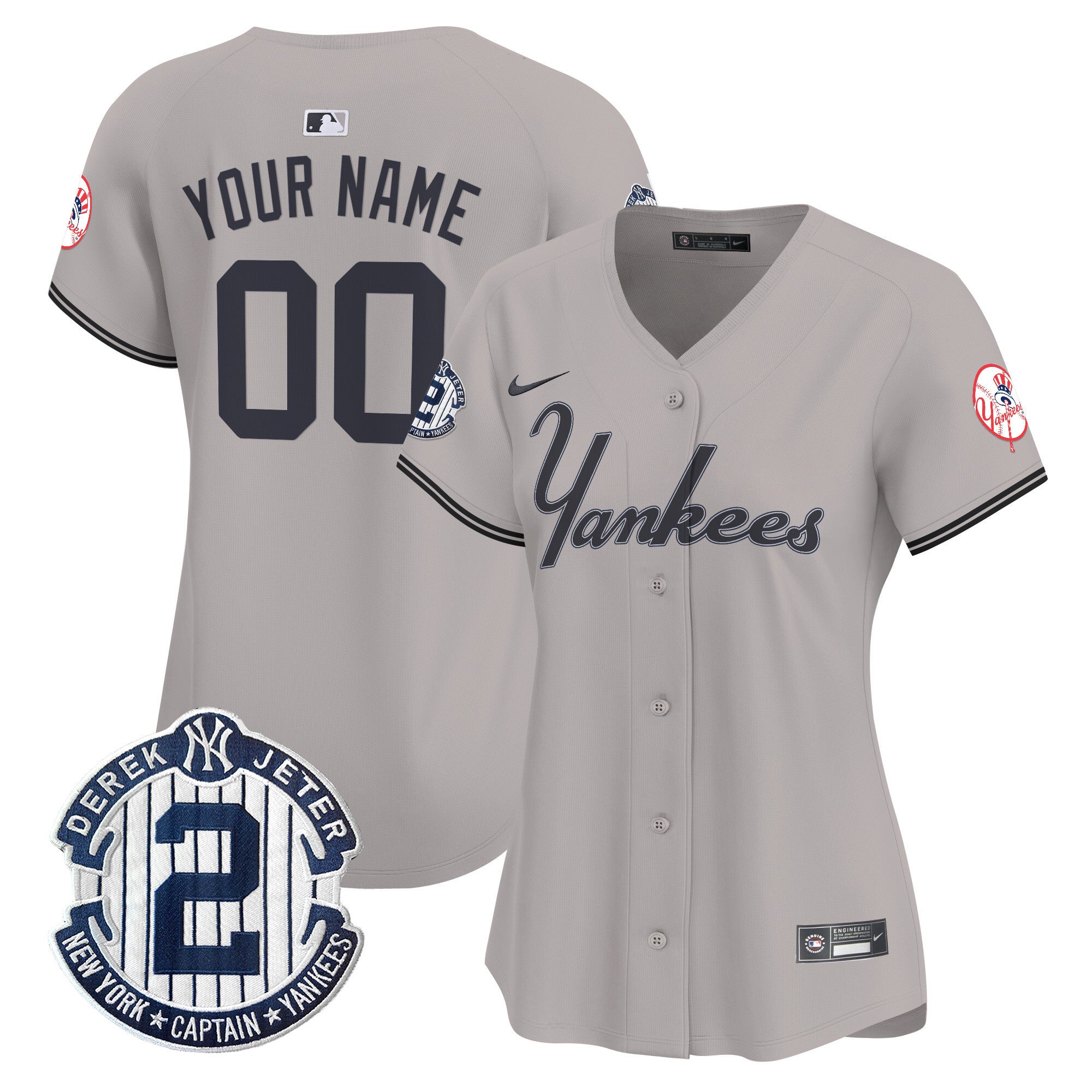 Yankees Throwback Vapor Premier Limited Custom Jersey - All Stitched - Women, Gray